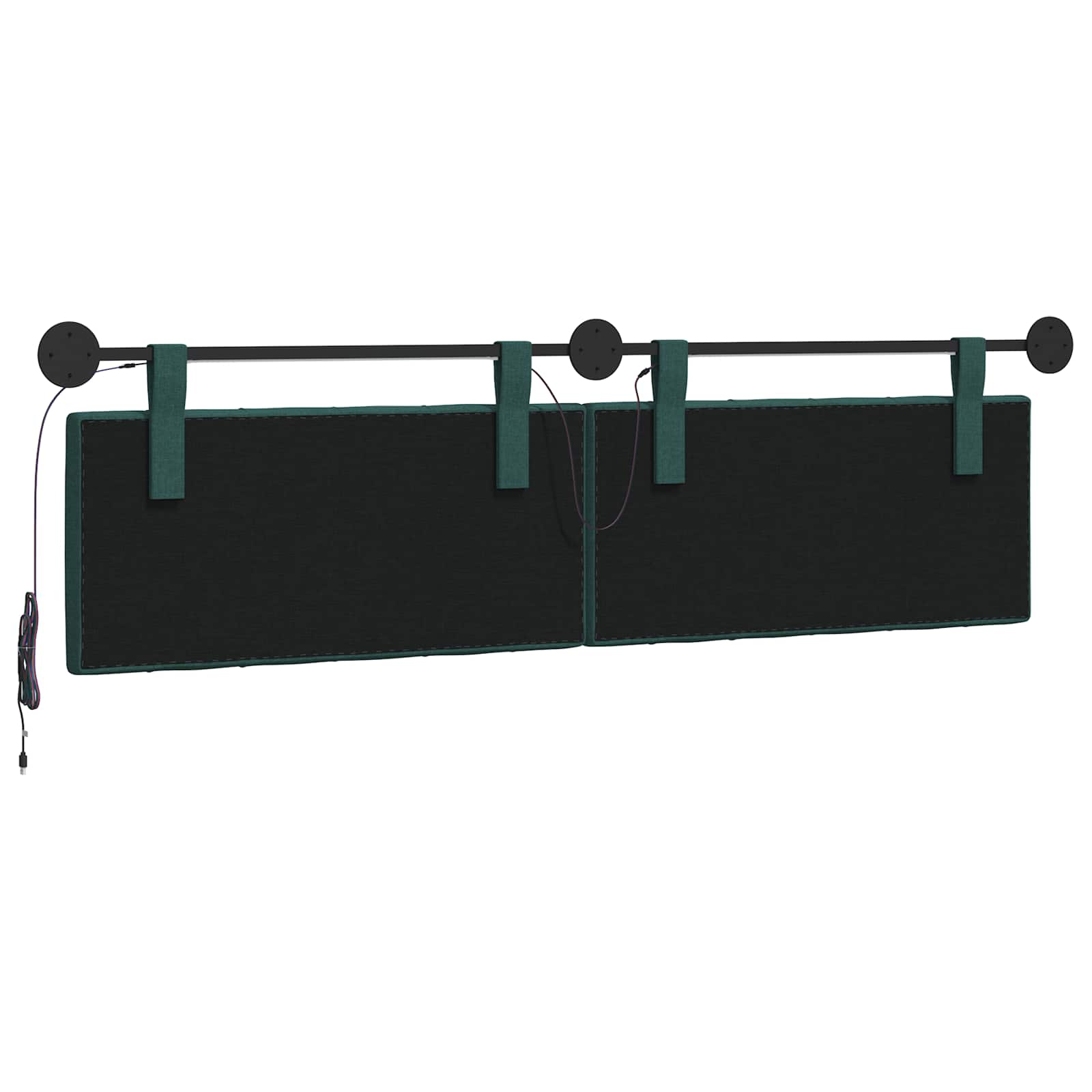 Tête de lit suspendue Avec lumière LED Vert foncé Tissu - XIOS