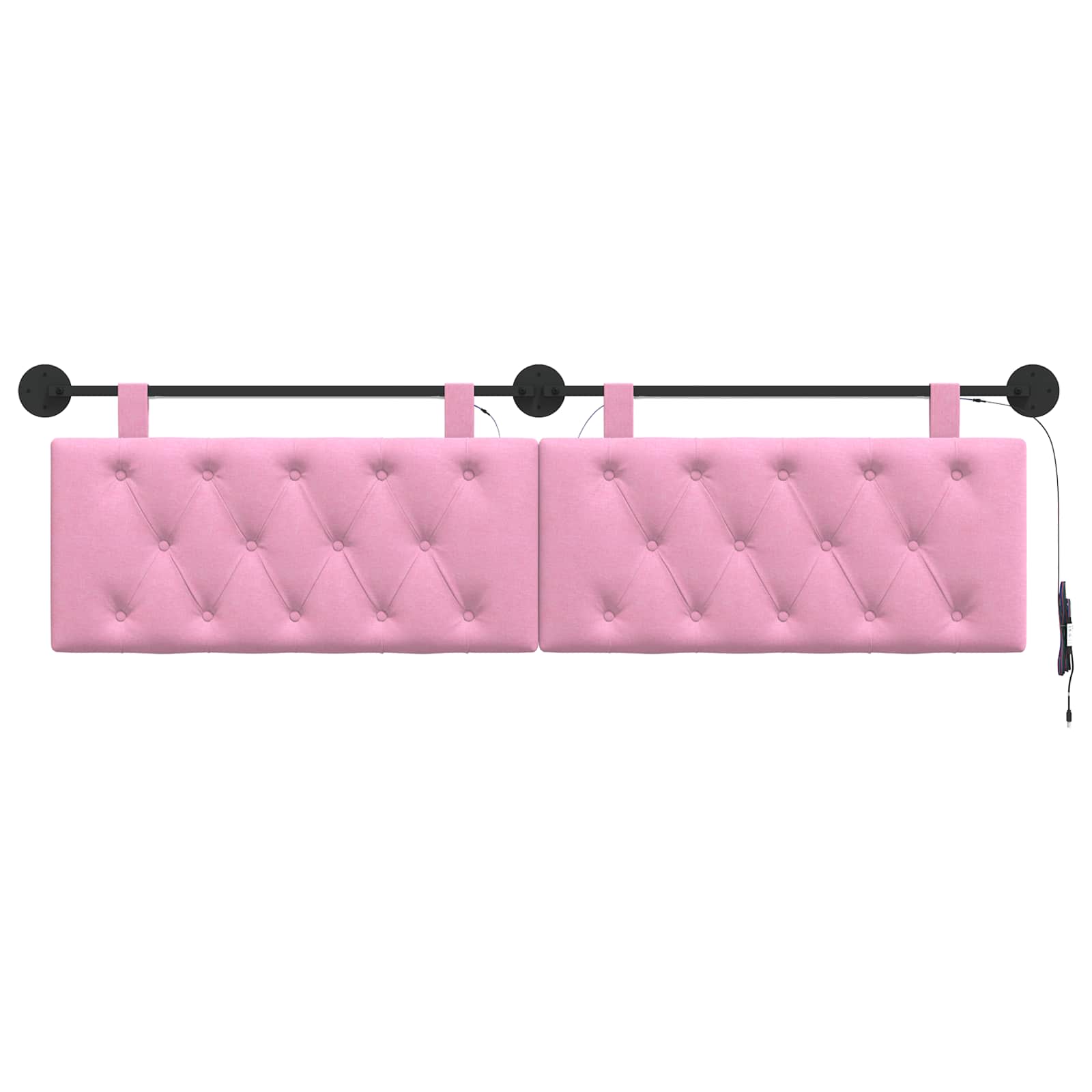 Tête de lit suspendue Avec lumière LED Rose Tissu - XIOS