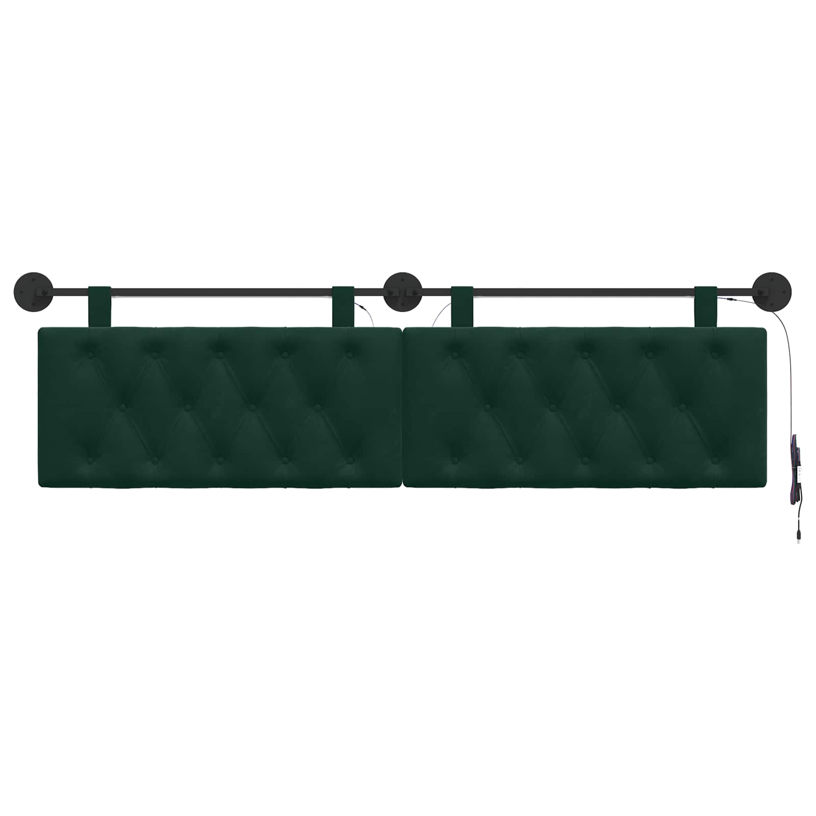 Tête de lit suspendue Avec lumière LED Vert foncé Velours - XIOS