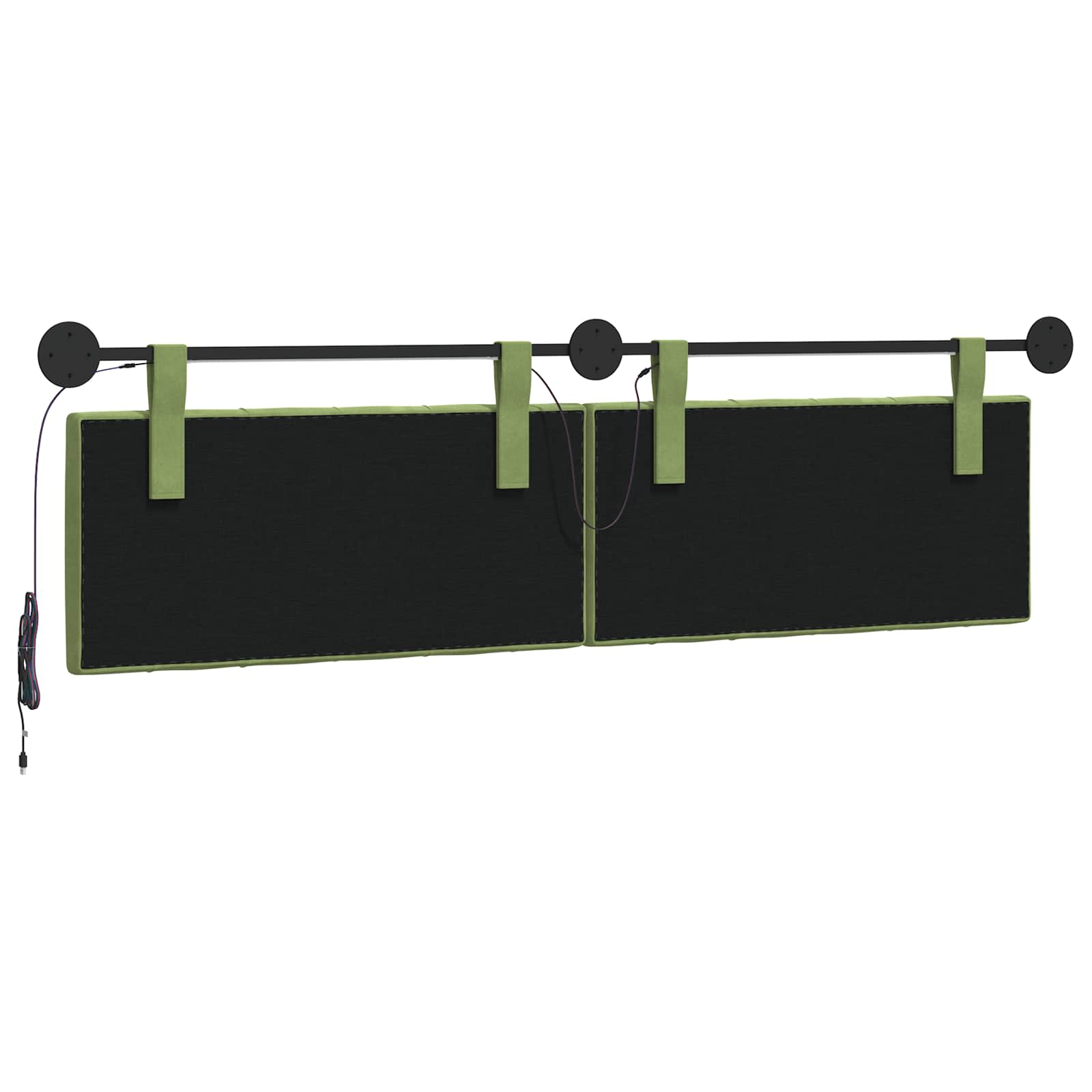 Tête de lit suspendue Avec lumière LED Vert clair Velours - XIOS