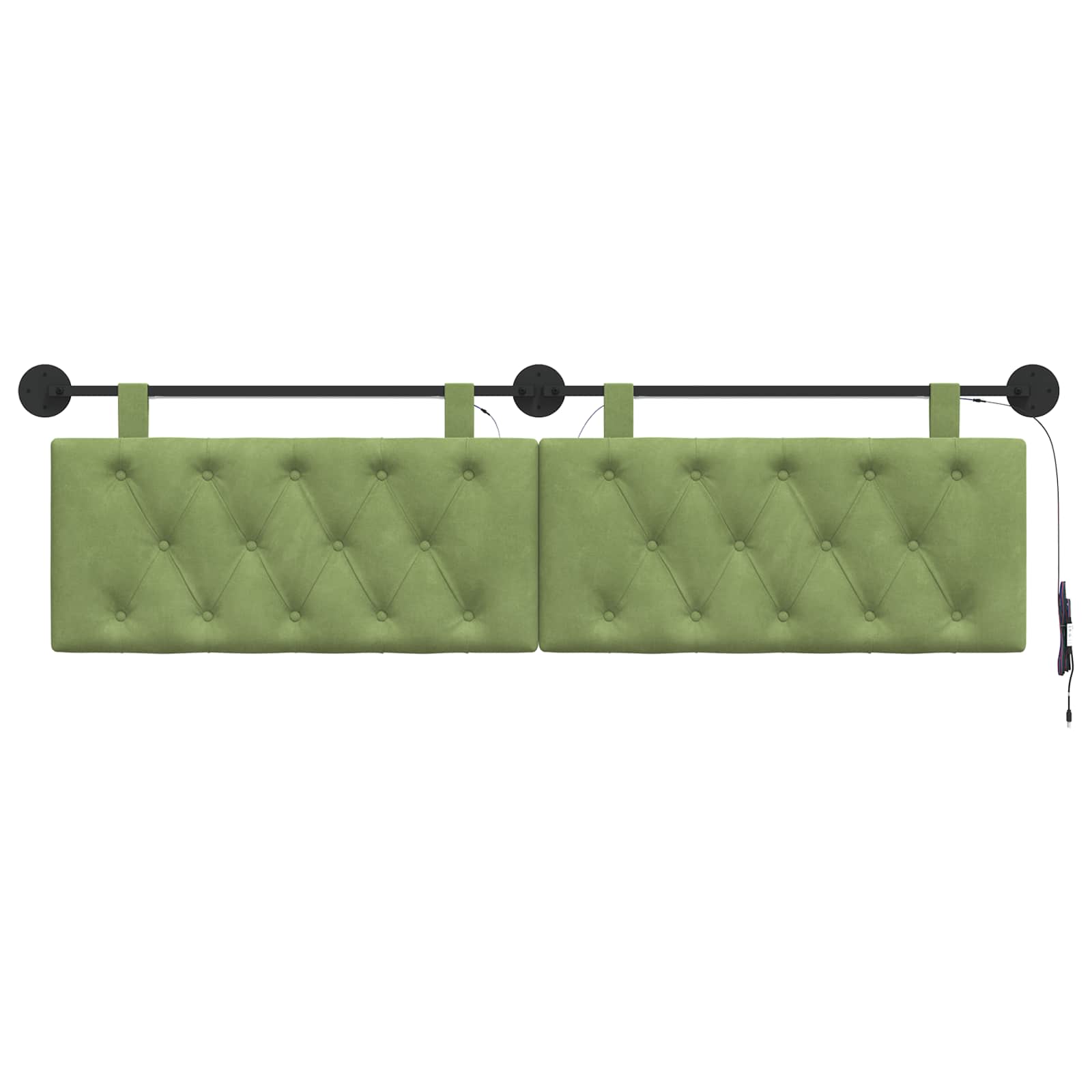 Tête de lit suspendue Avec lumière LED Vert clair Velours - XIOS