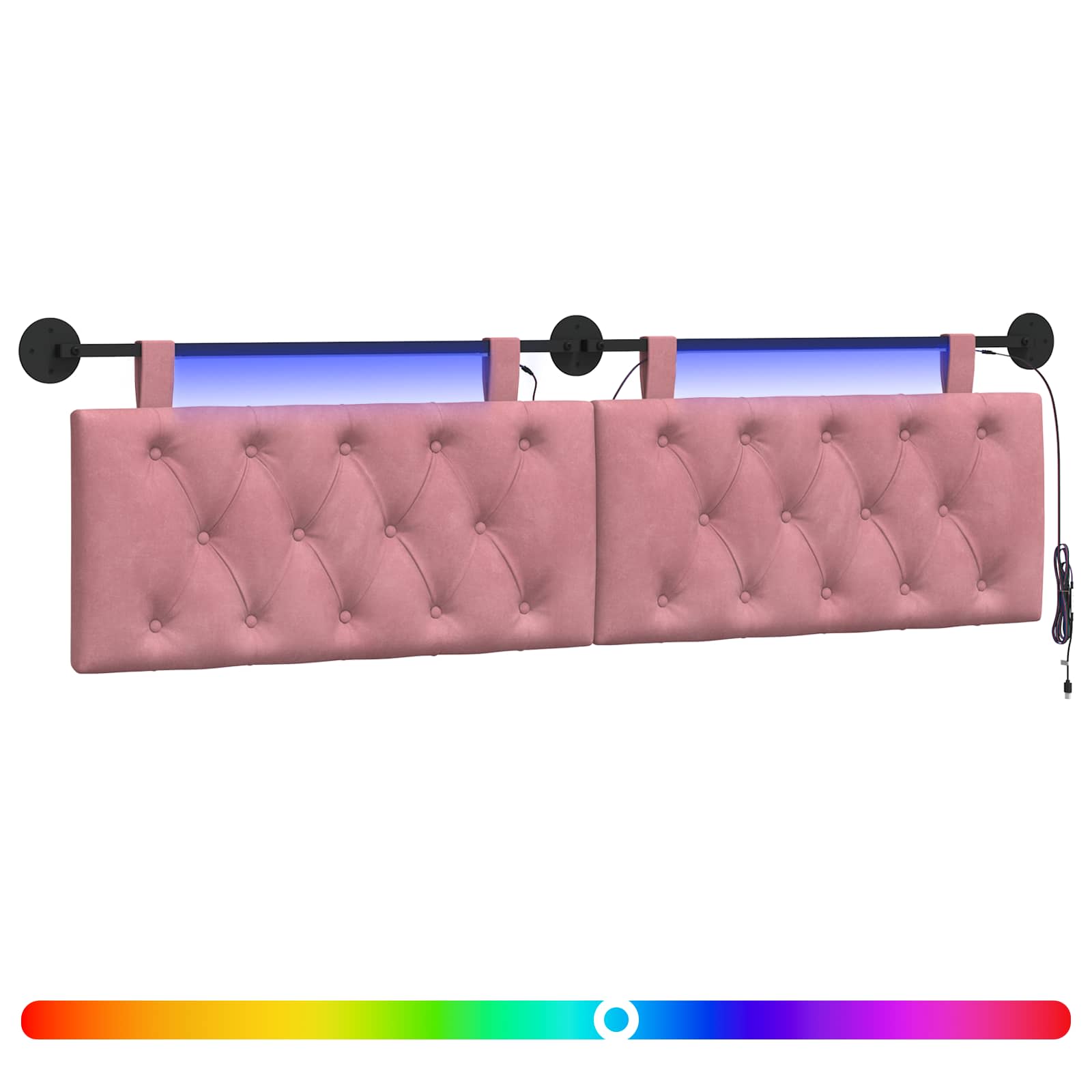 Tête de lit suspendue Avec lumière LED Rose Velours - XIOS