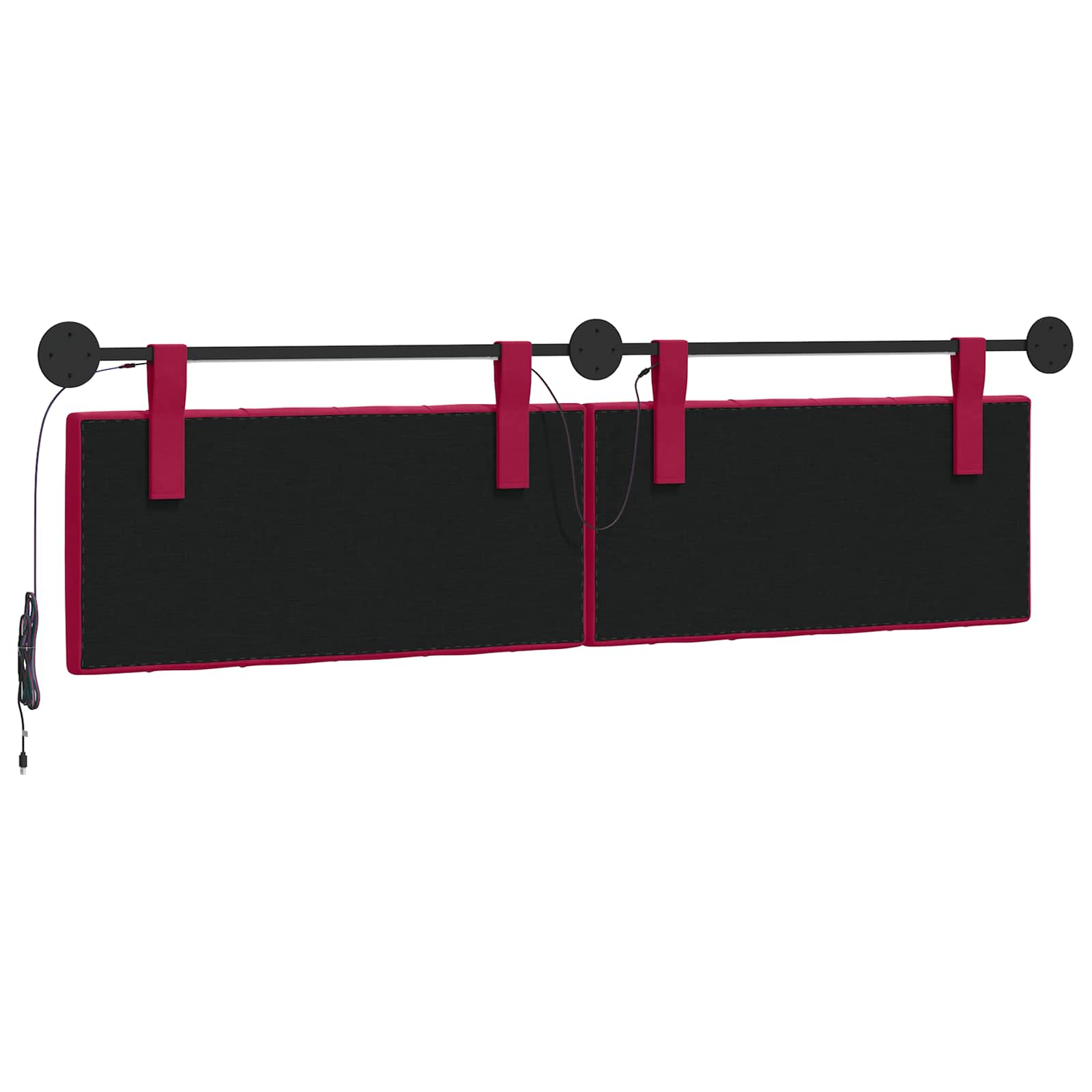 Tête de lit suspendue Avec lumière LED Bordeaux Velours - XIOS