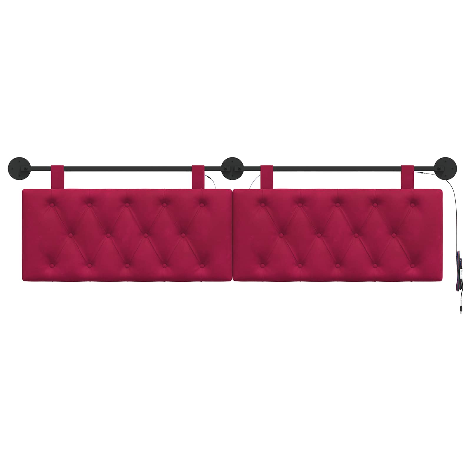 Tête de lit suspendue Avec lumière LED Bordeaux Velours - XIOS