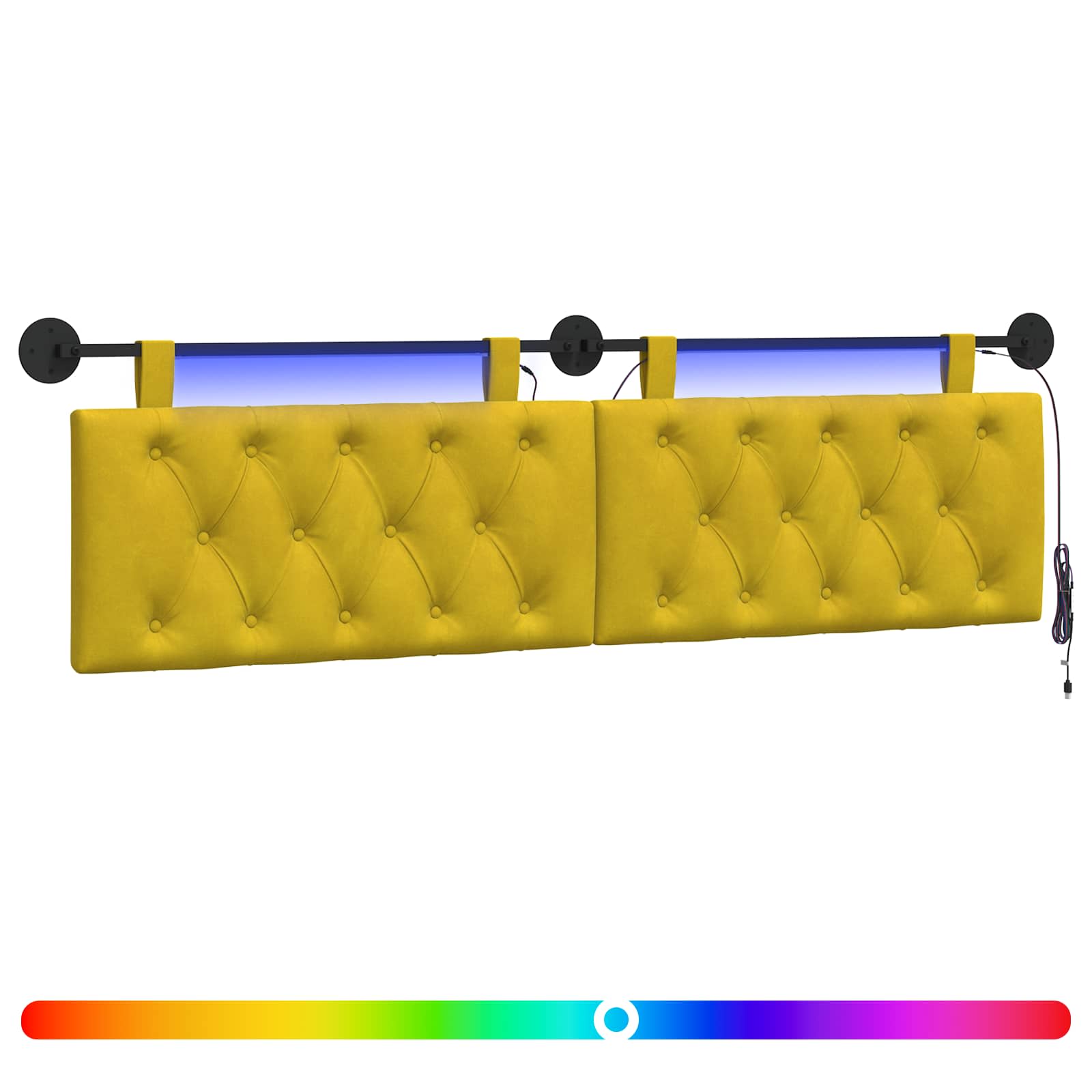 Tête de lit suspendue Avec lumière LED Jaune Velours - XIOS