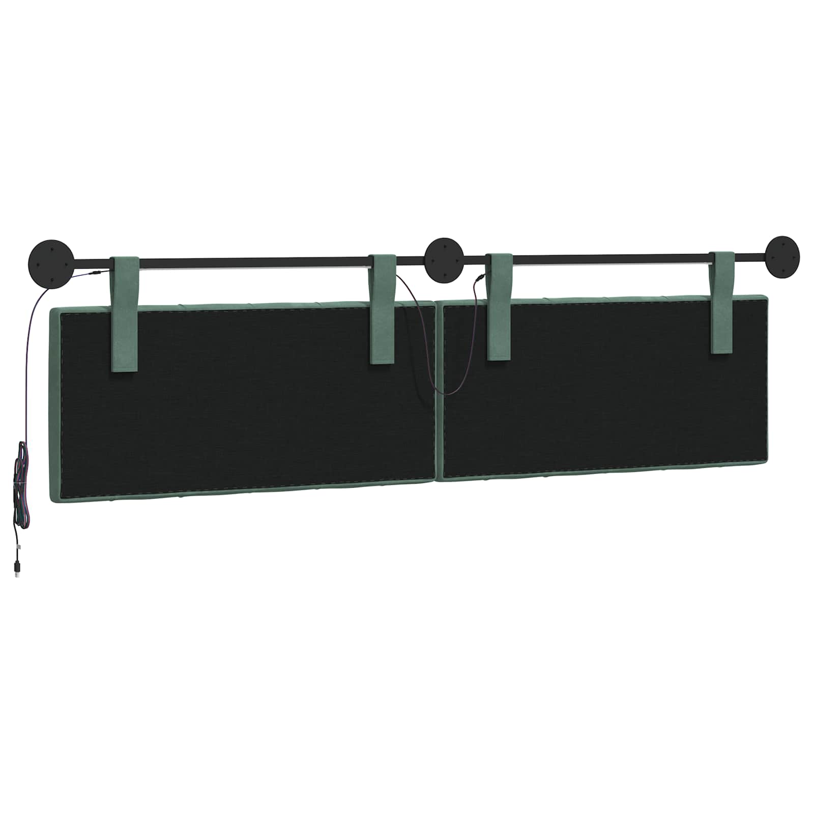 Tête de lit suspendue Avec lumière LED Vert Mer Velours - XIOS
