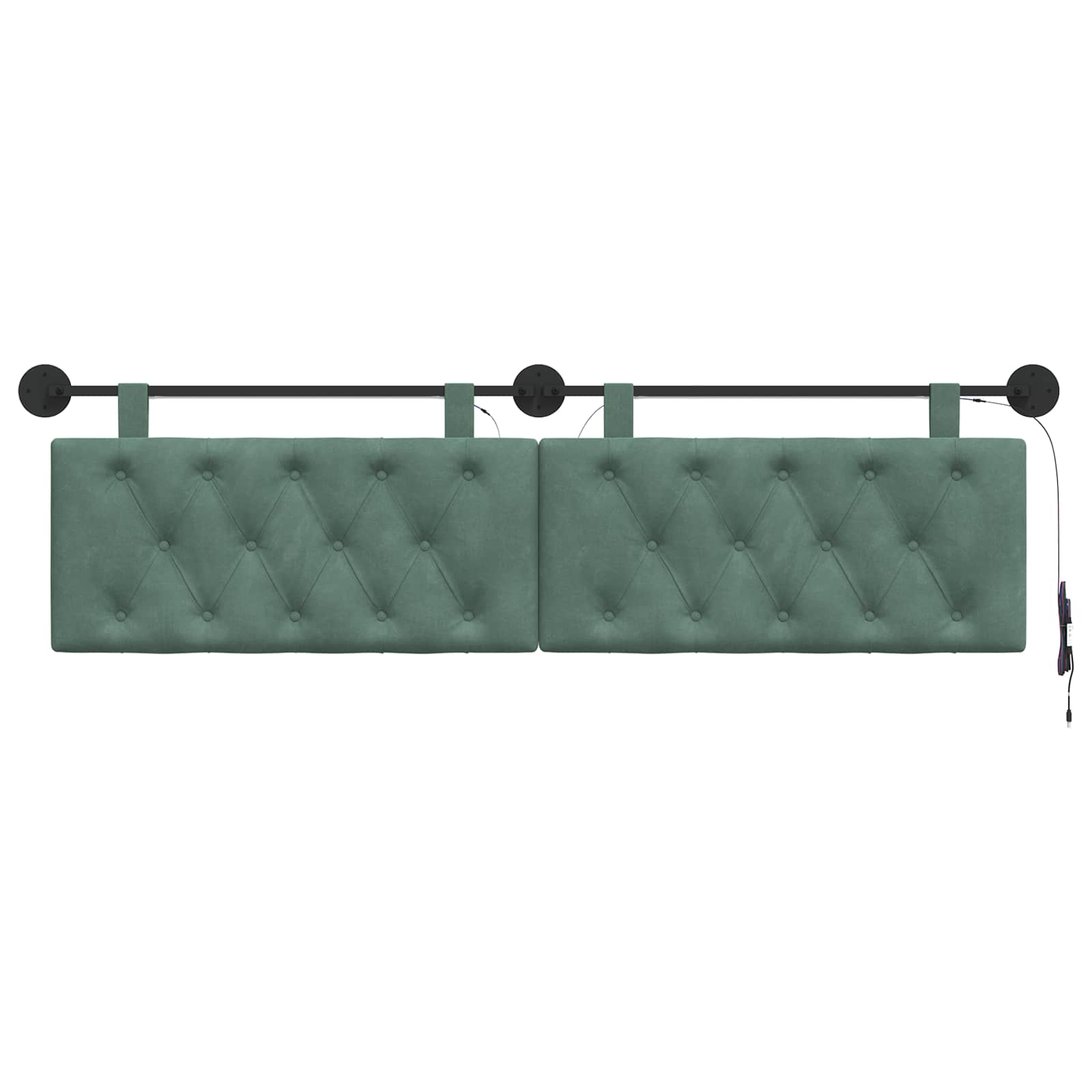 Tête de lit suspendue Avec lumière LED Vert Mer Velours - XIOS