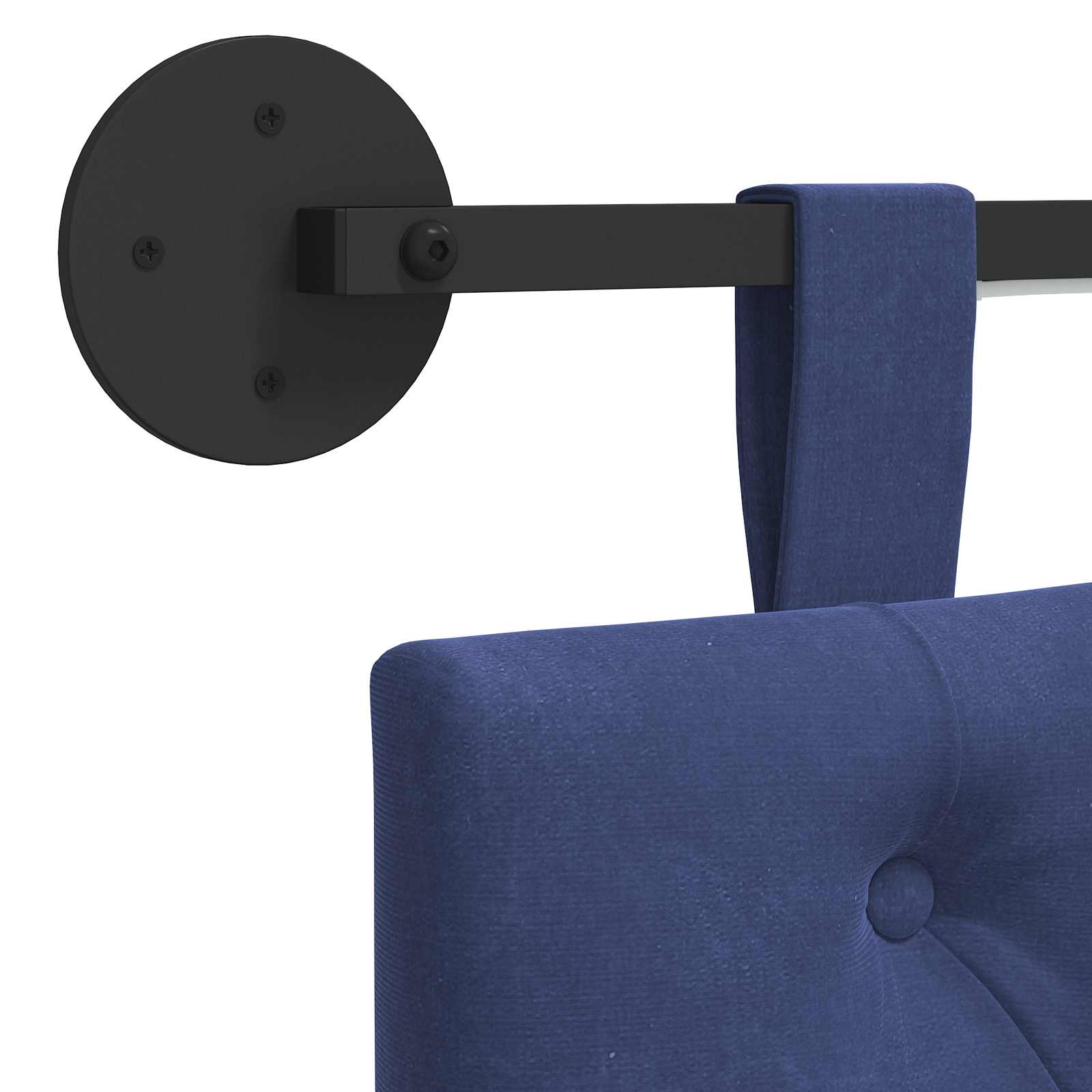 Tête de lit suspendue Avec lumière LED Bleu police Velours - XIOS