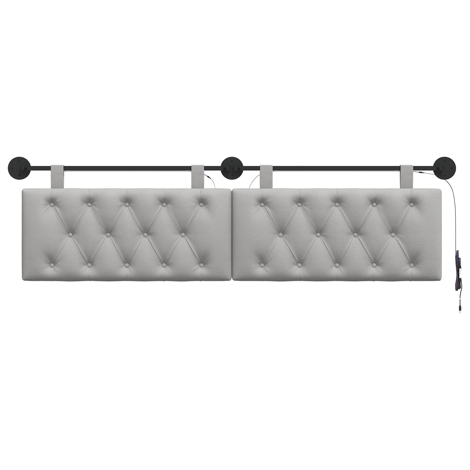 Tête de lit suspendue Avec lumière LED Gris nuage Tissu - XIOS