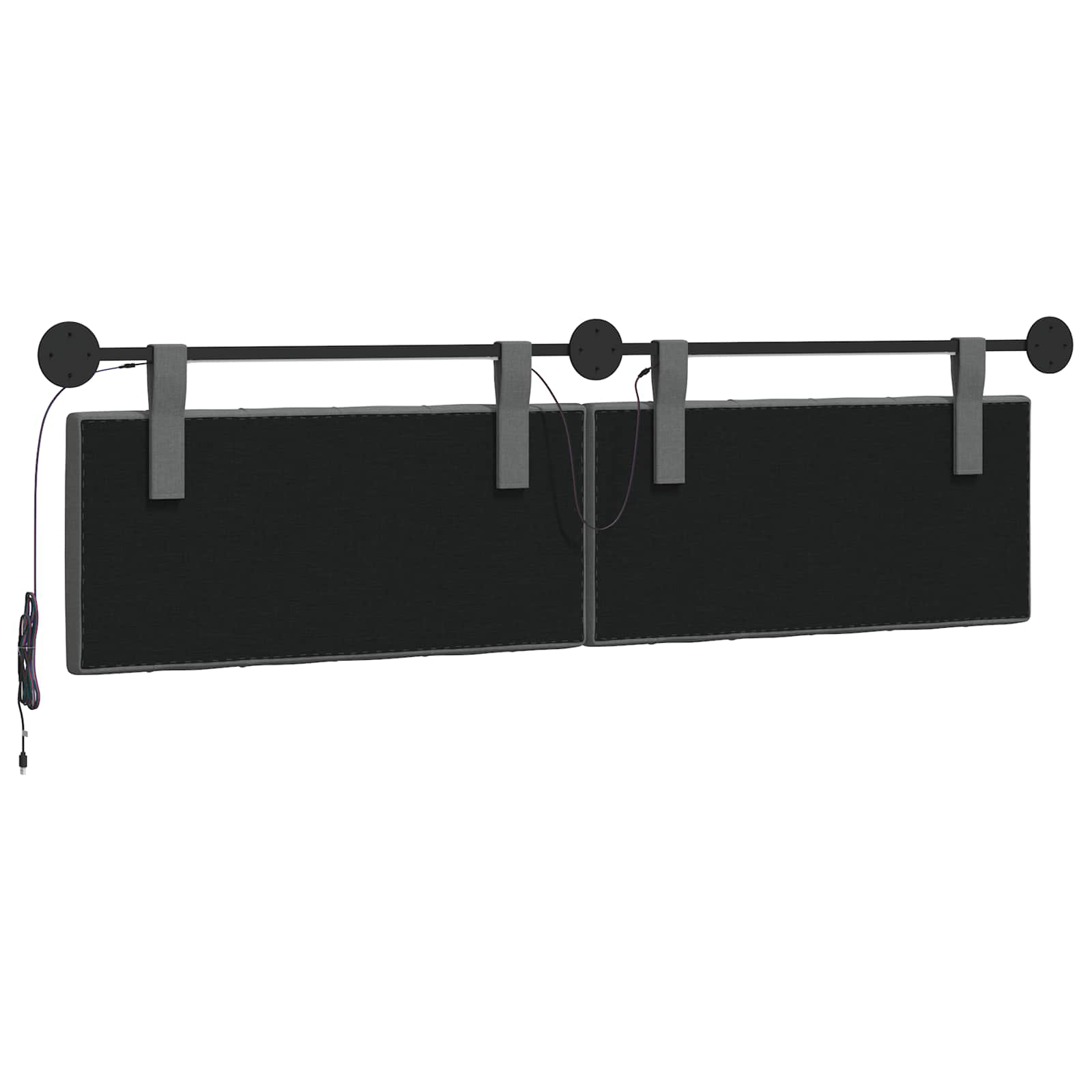Tête de lit suspendue Avec lumière LED Gris foncé Tissu - XIOS