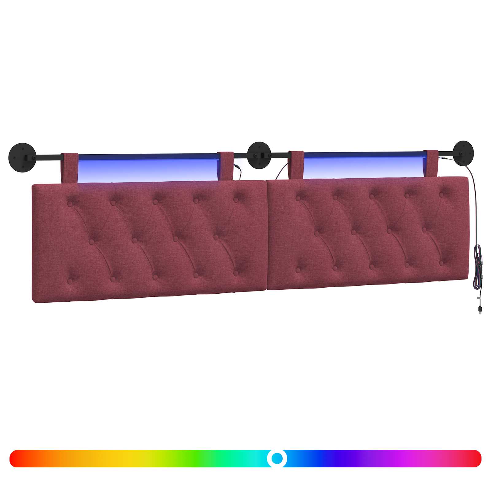 Tête de lit suspendue Avec lumière LED Bordeaux Tissu - XIOS