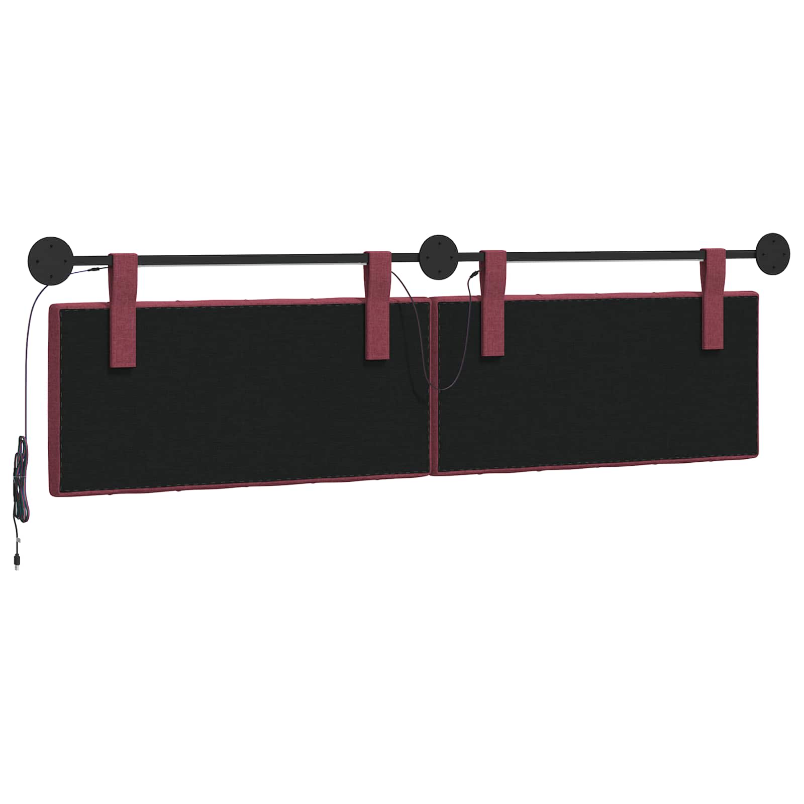 Tête de lit suspendue Avec lumière LED Bordeaux Tissu - XIOS
