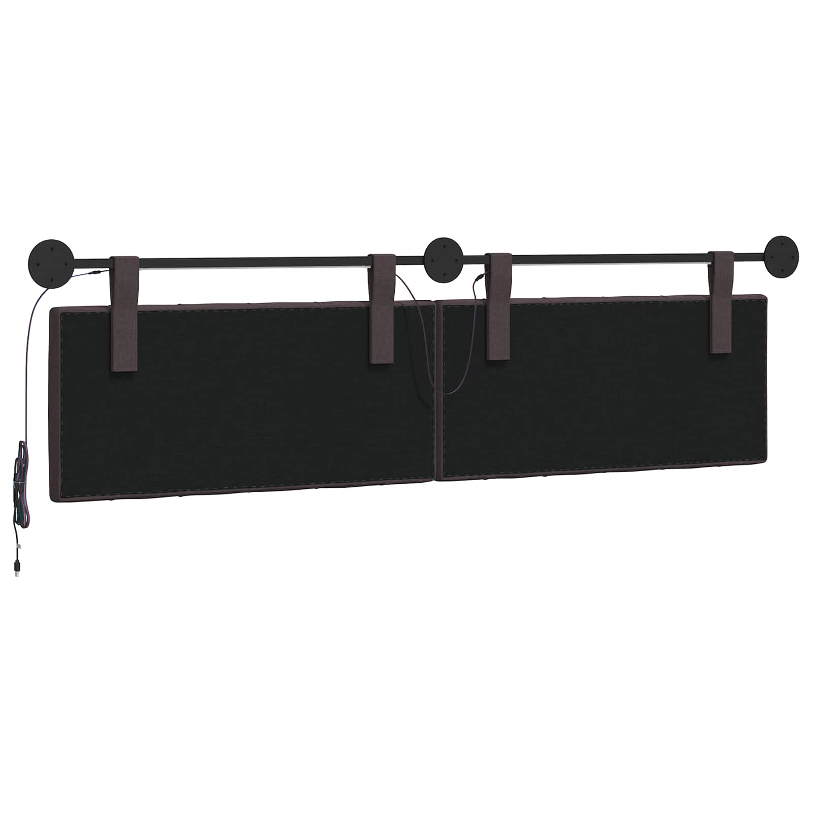 Tête de lit suspendue Avec lumière LED Marron foncé Tissu - XIOS