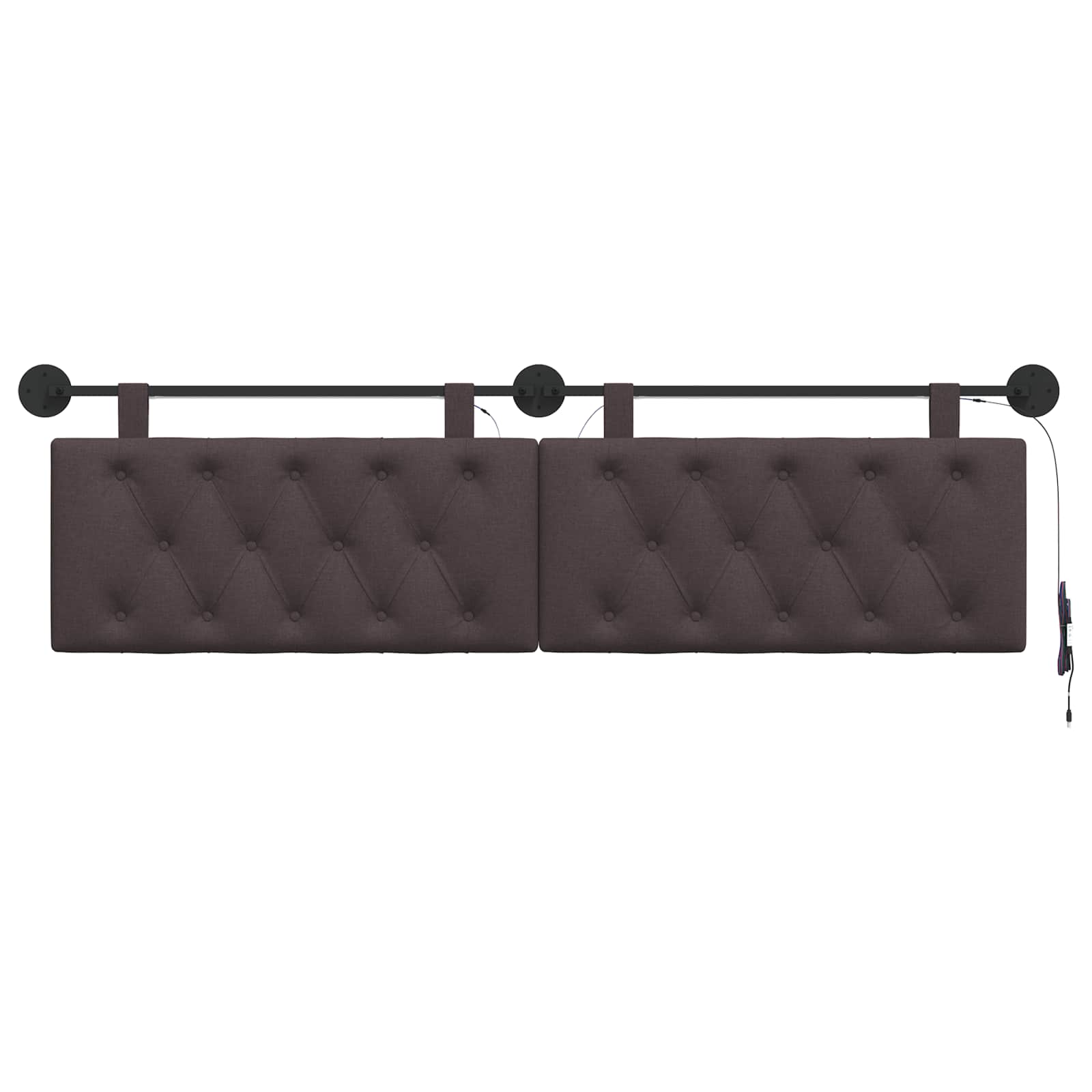 Tête de lit suspendue Avec lumière LED Marron foncé Tissu - XIOS