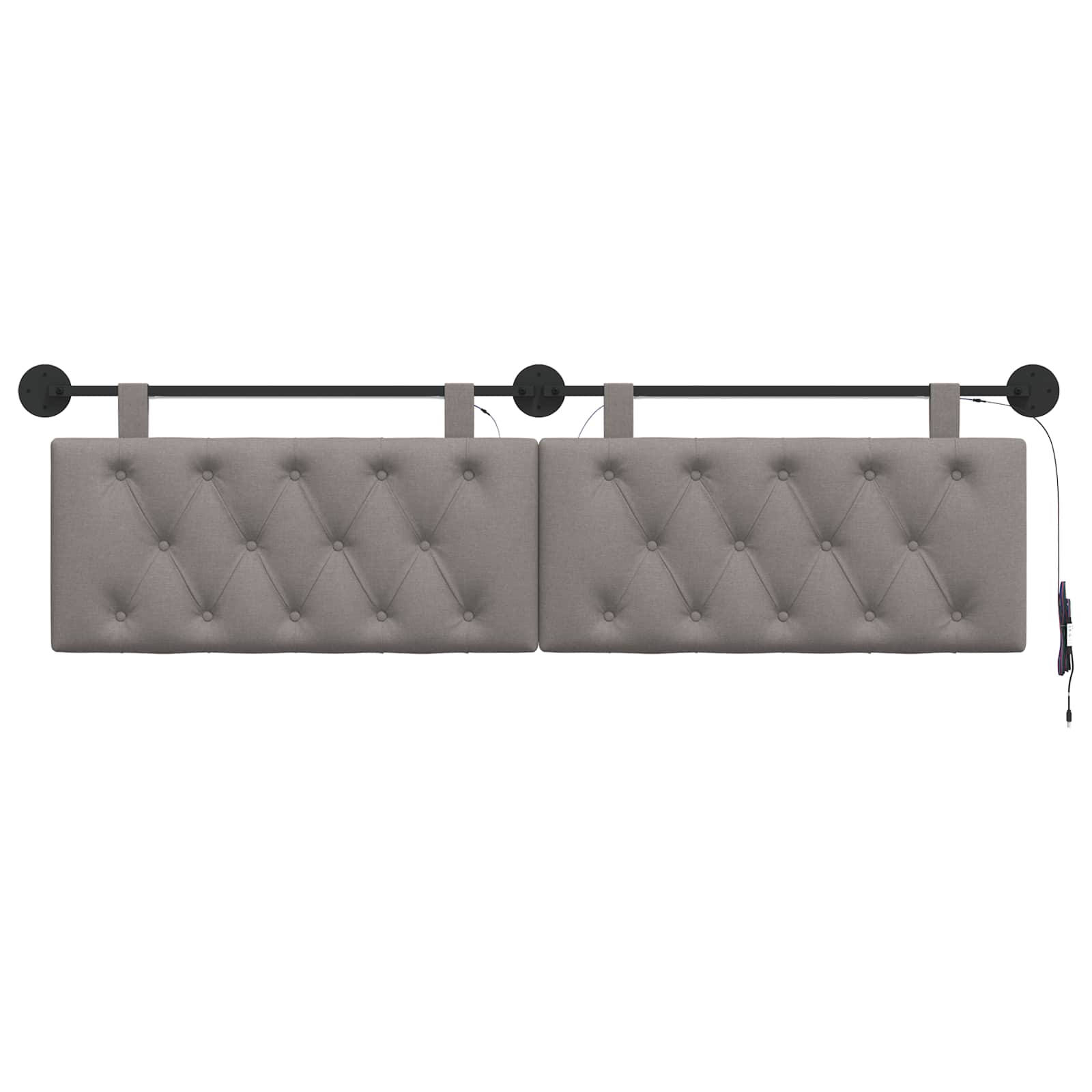 Tête de lit suspendue Avec lumière LED Taupe Tissu - XIOS