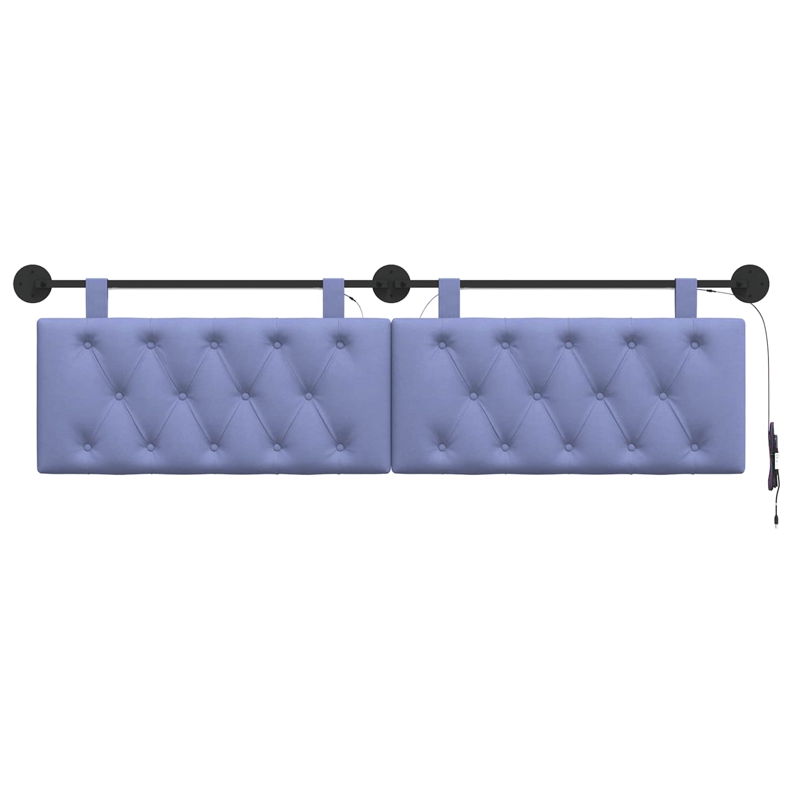 Tête de lit suspendue Avec lumière LED Bleu denim Tissu - XIOS