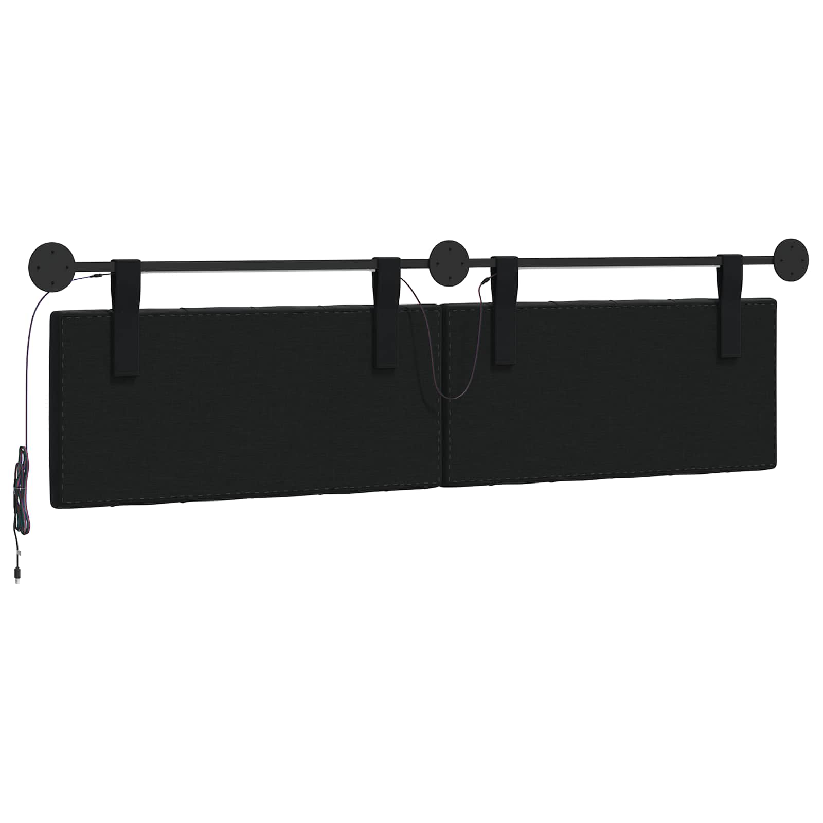 Tête de lit suspendue Avec lumière LED Noir Velours - XIOS