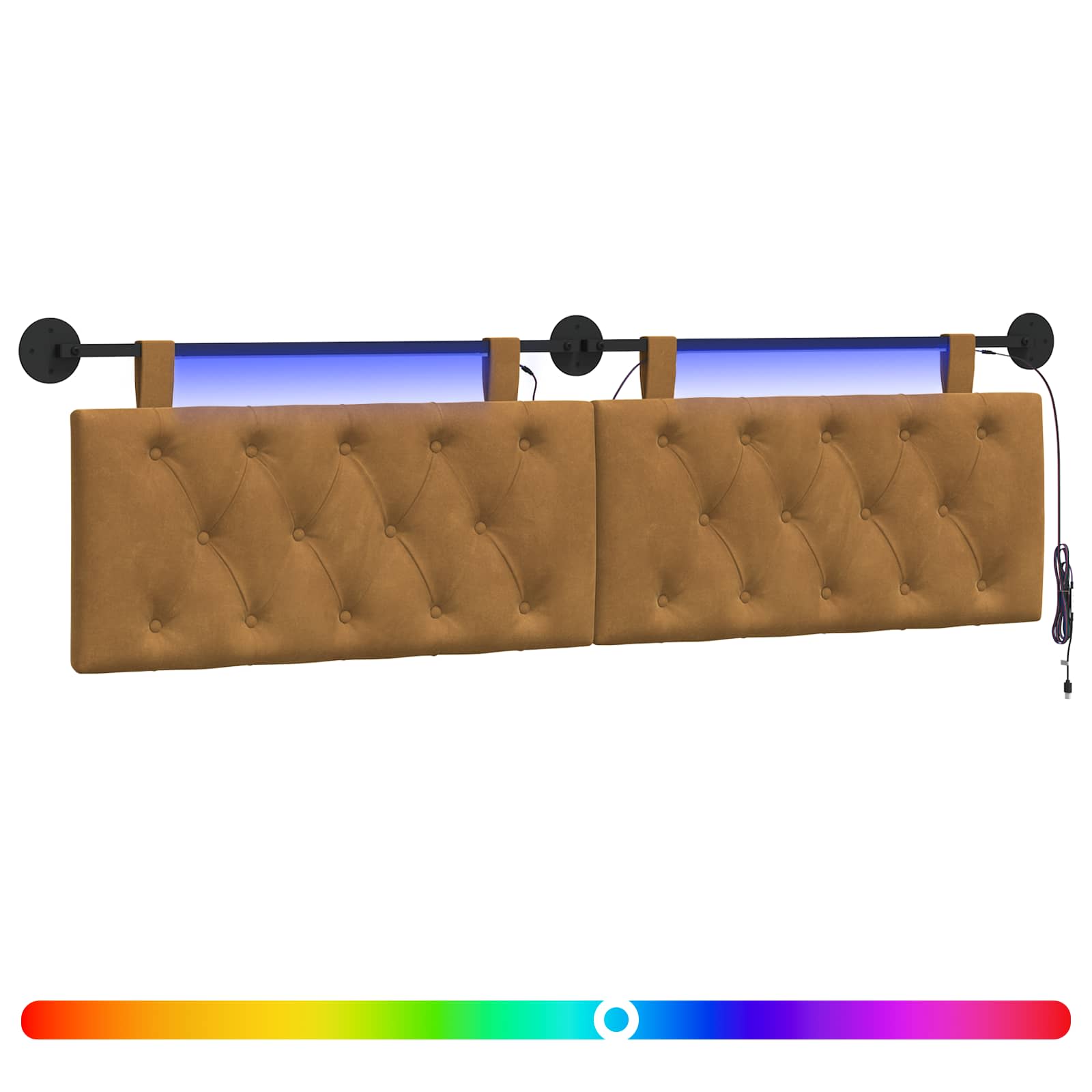 Tête de lit suspendue Avec lumière LED Marron Velours - XIOS