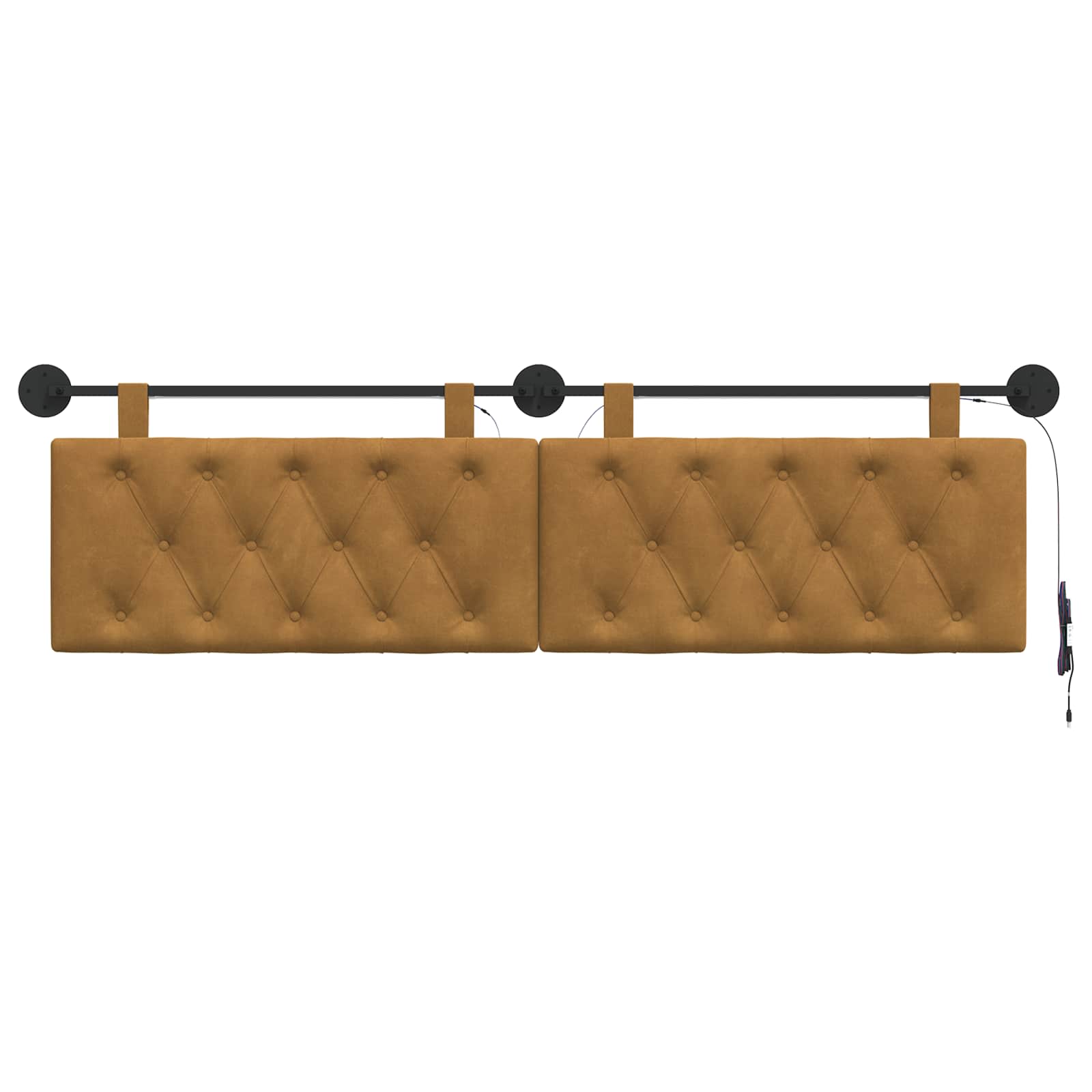 Tête de lit suspendue Avec lumière LED Marron Velours - XIOS