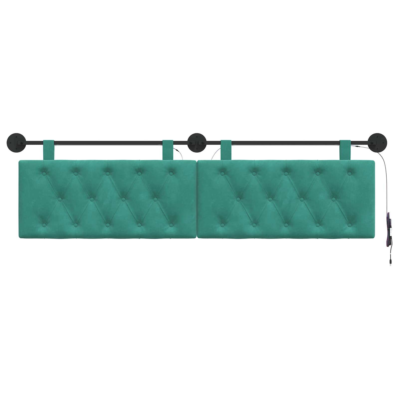 Tête de lit suspendue Avec lumière LED Turquoise Velours - XIOS