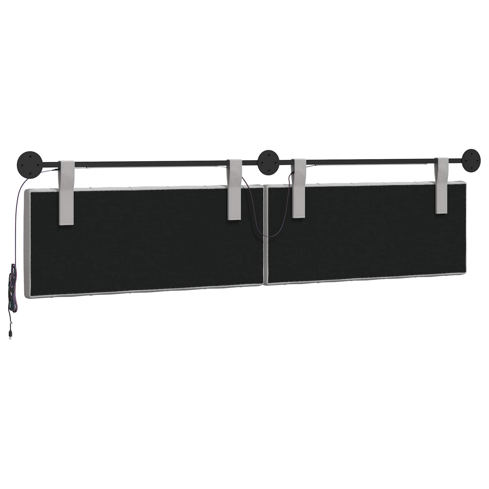Tête de lit suspendue Avec lumière LED Gris nuage Tissu - XIOS