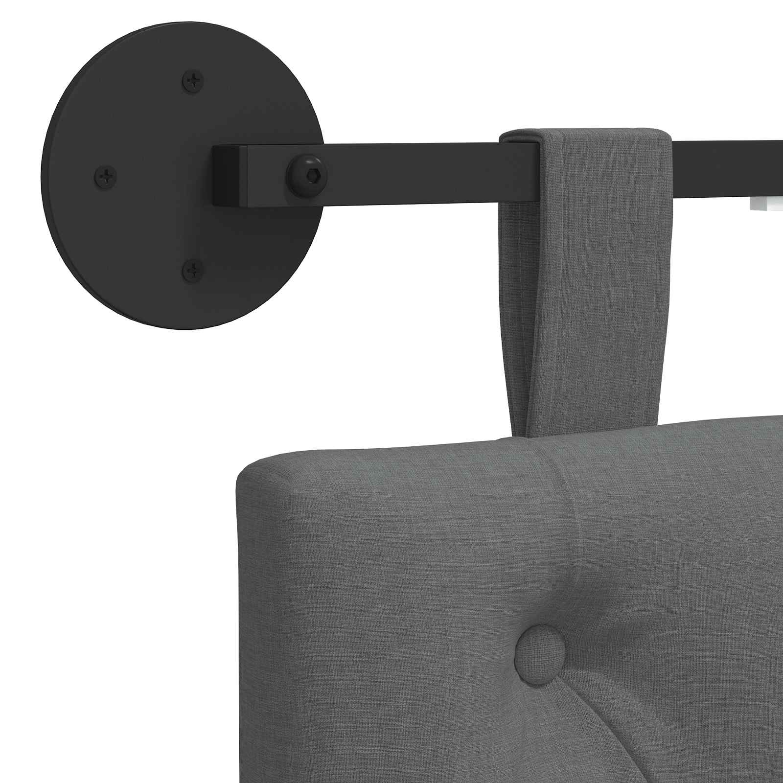 Tête de lit suspendue Avec lumière LED Gris foncé Tissu - XIOS