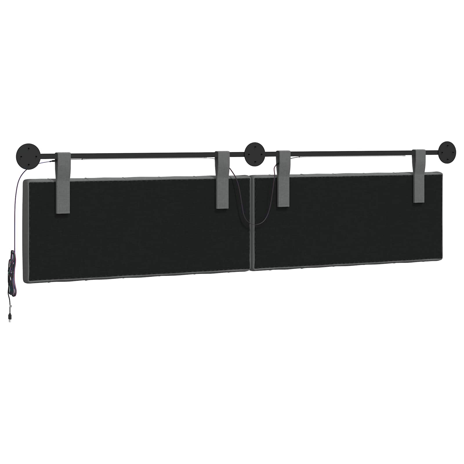 Tête de lit suspendue Avec lumière LED Gris foncé Tissu - XIOS