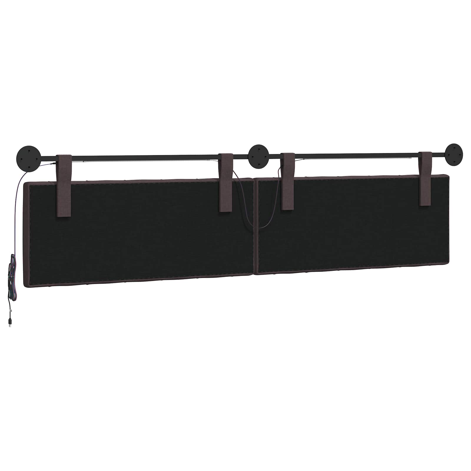 Tête de lit suspendue Avec lumière LED Marron foncé Tissu - XIOS