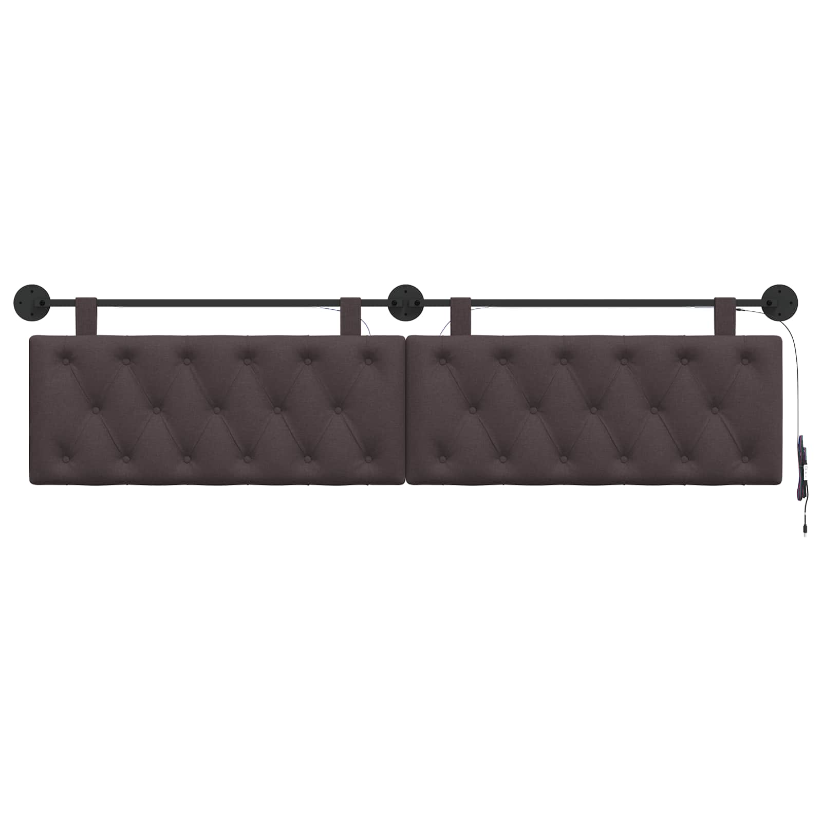 Tête de lit suspendue Avec lumière LED Marron foncé Tissu - XIOS