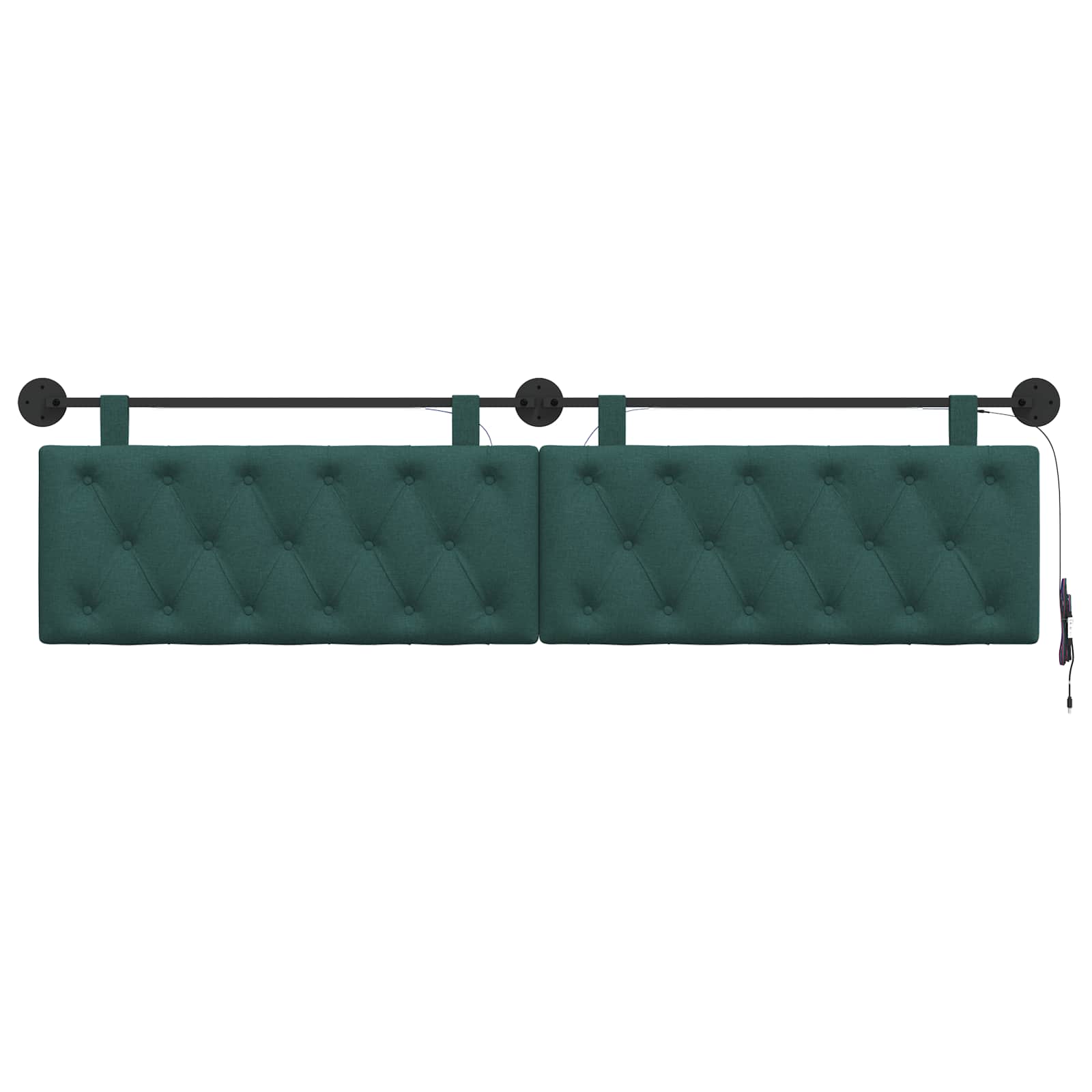 Tête de lit suspendue Avec lumière LED Vert foncé Tissu - XIOS