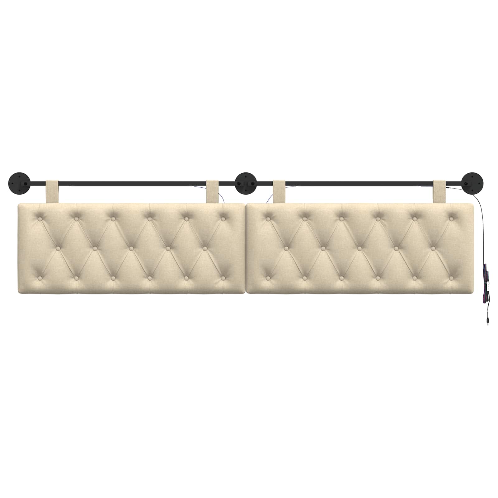 Tête de lit suspendue Avec lumière LED Crème Tissu - XIOS