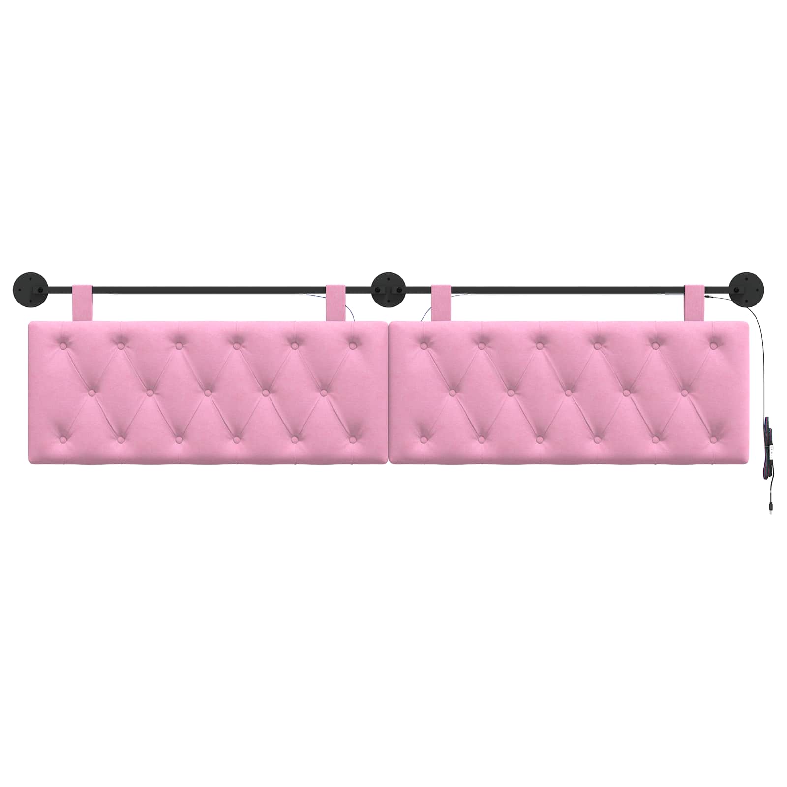 Tête de lit suspendue Avec lumière LED Rose Tissu - XIOS