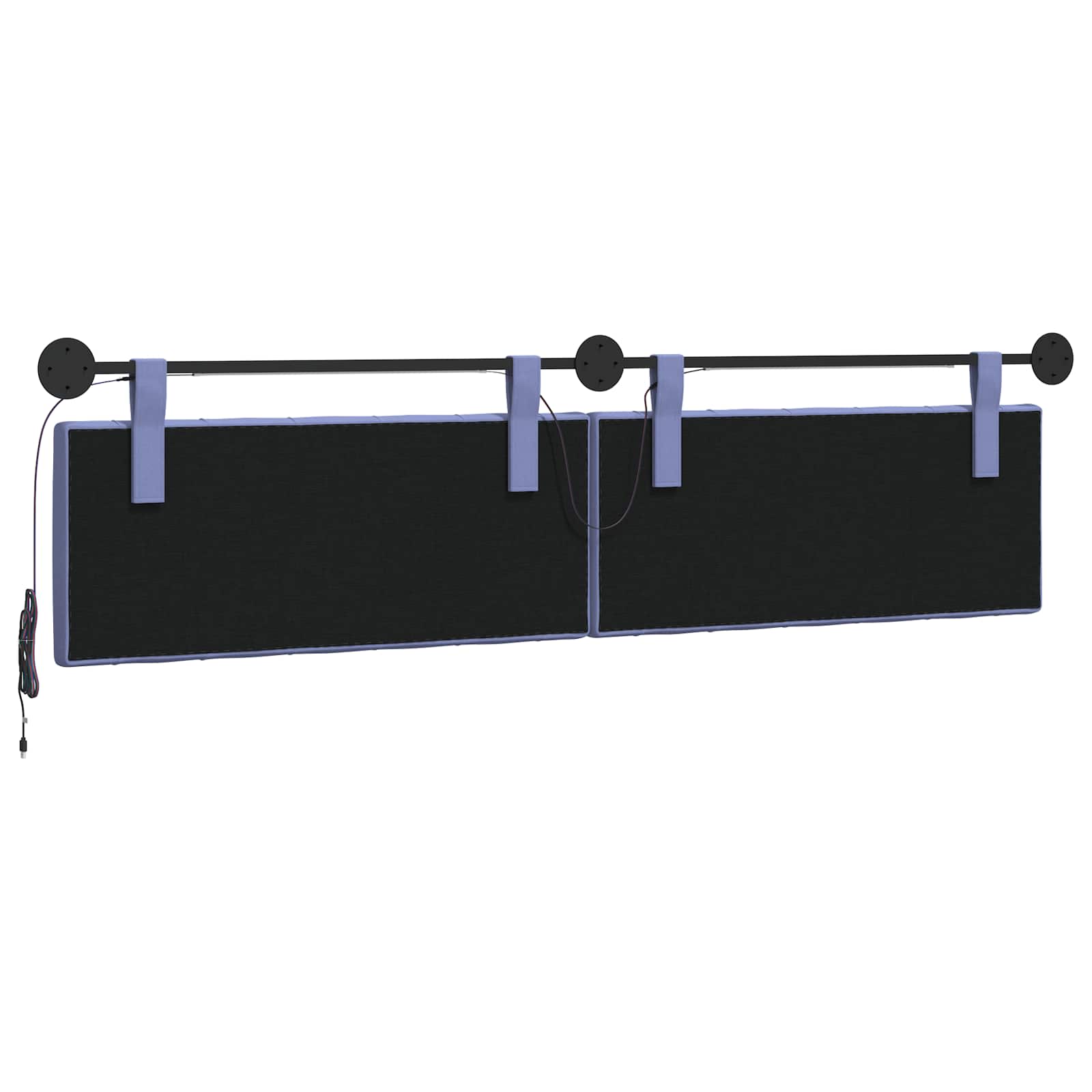 Tête de lit suspendue Avec lumière LED Bleu denim Tissu - XIOS
