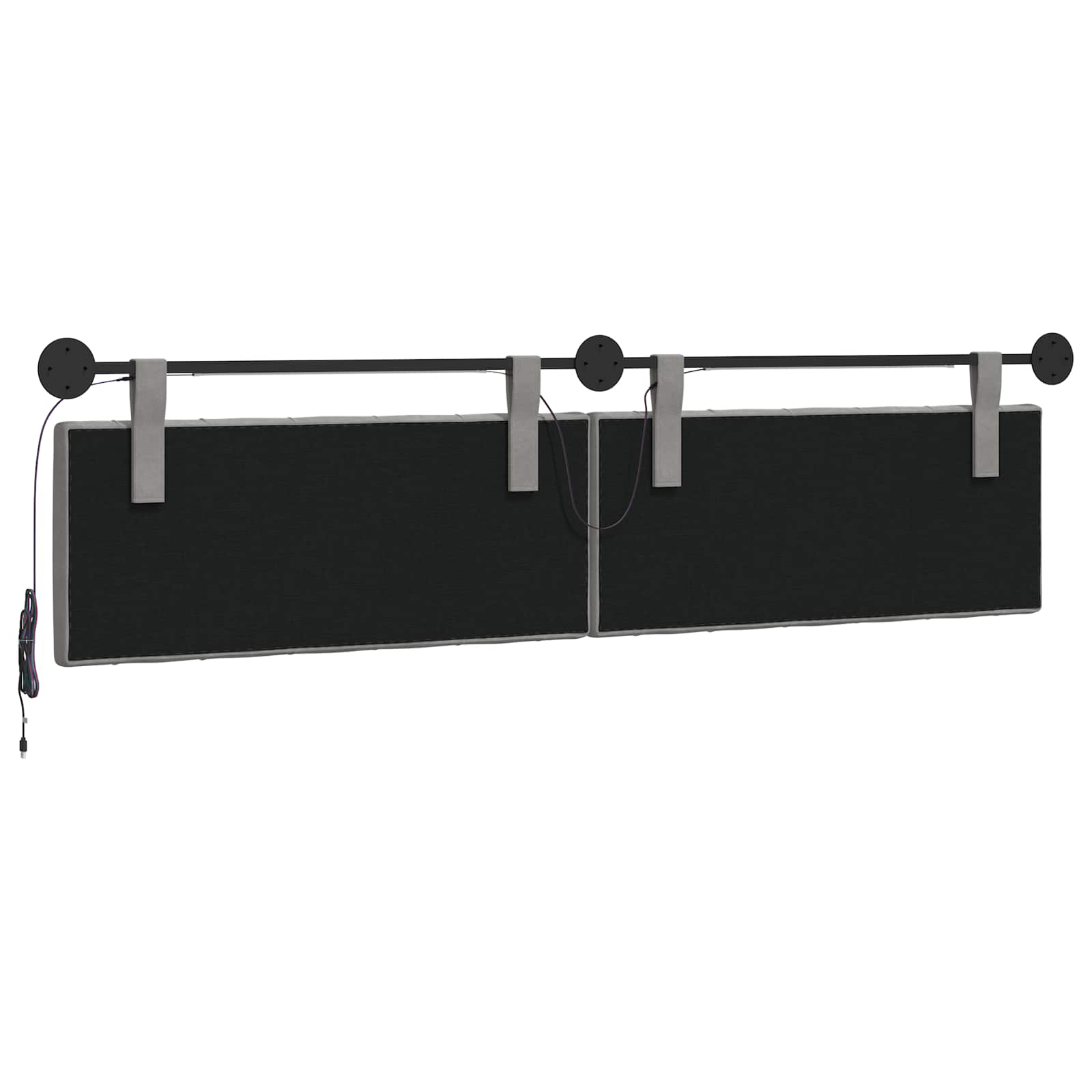 Tête de lit suspendue Avec lumière LED Gris clair Velours - XIOS