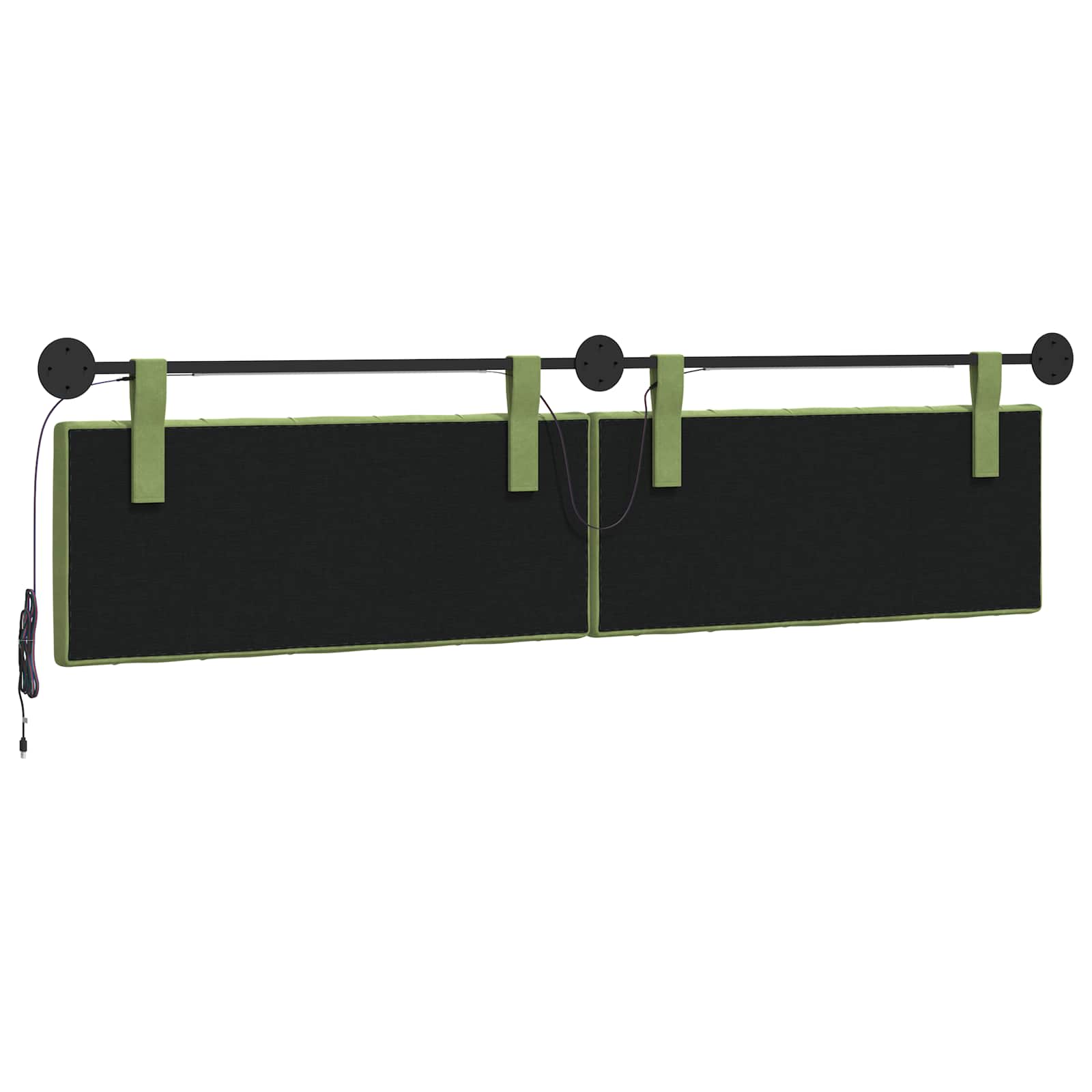 Tête de lit suspendue Avec lumière LED Vert clair Velours - XIOS