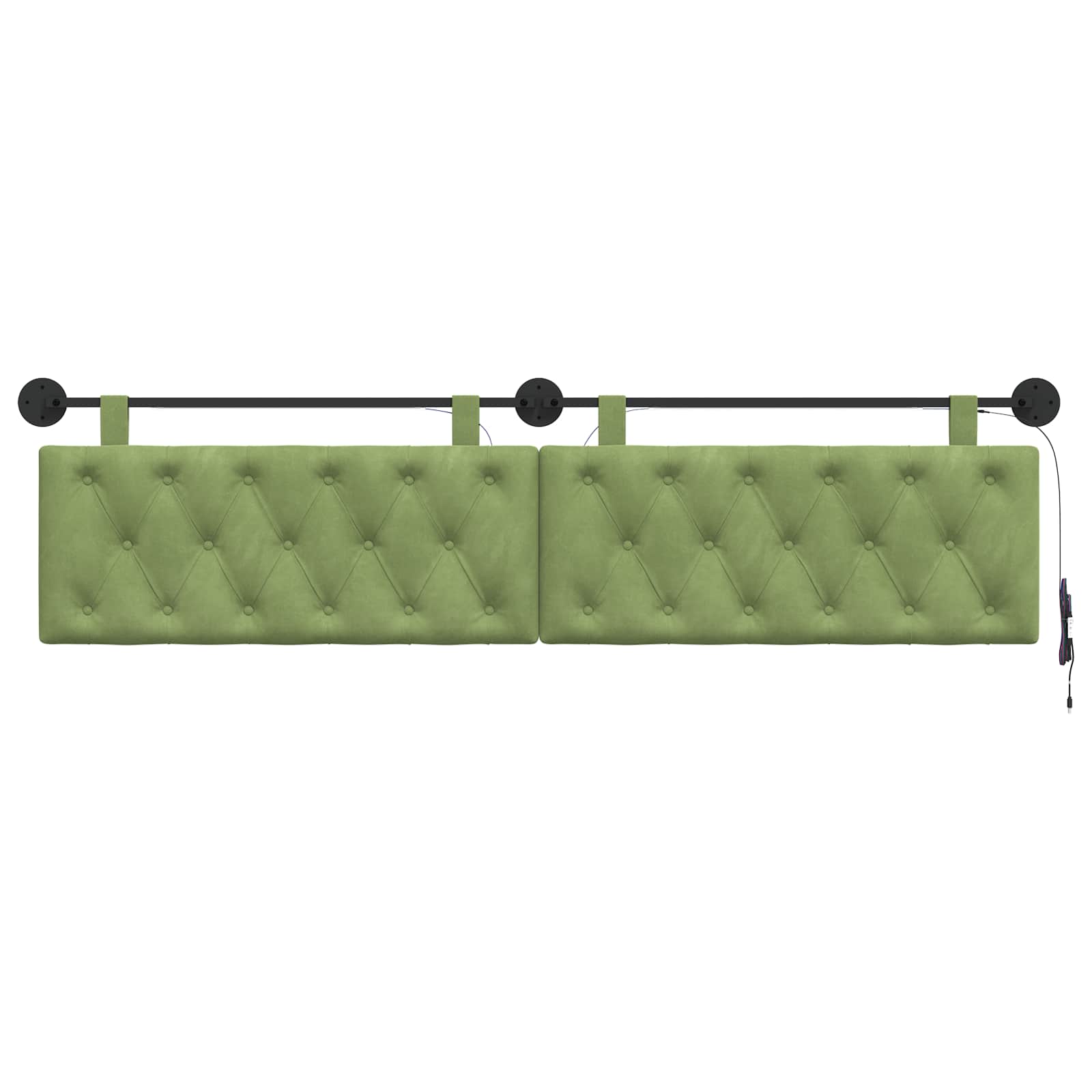Tête de lit suspendue Avec lumière LED Vert clair Velours - XIOS