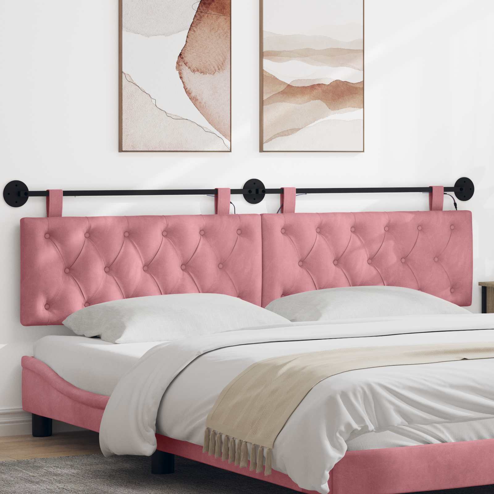 Tête de lit suspendue Avec lumière LED Rose Velours - XIOS
