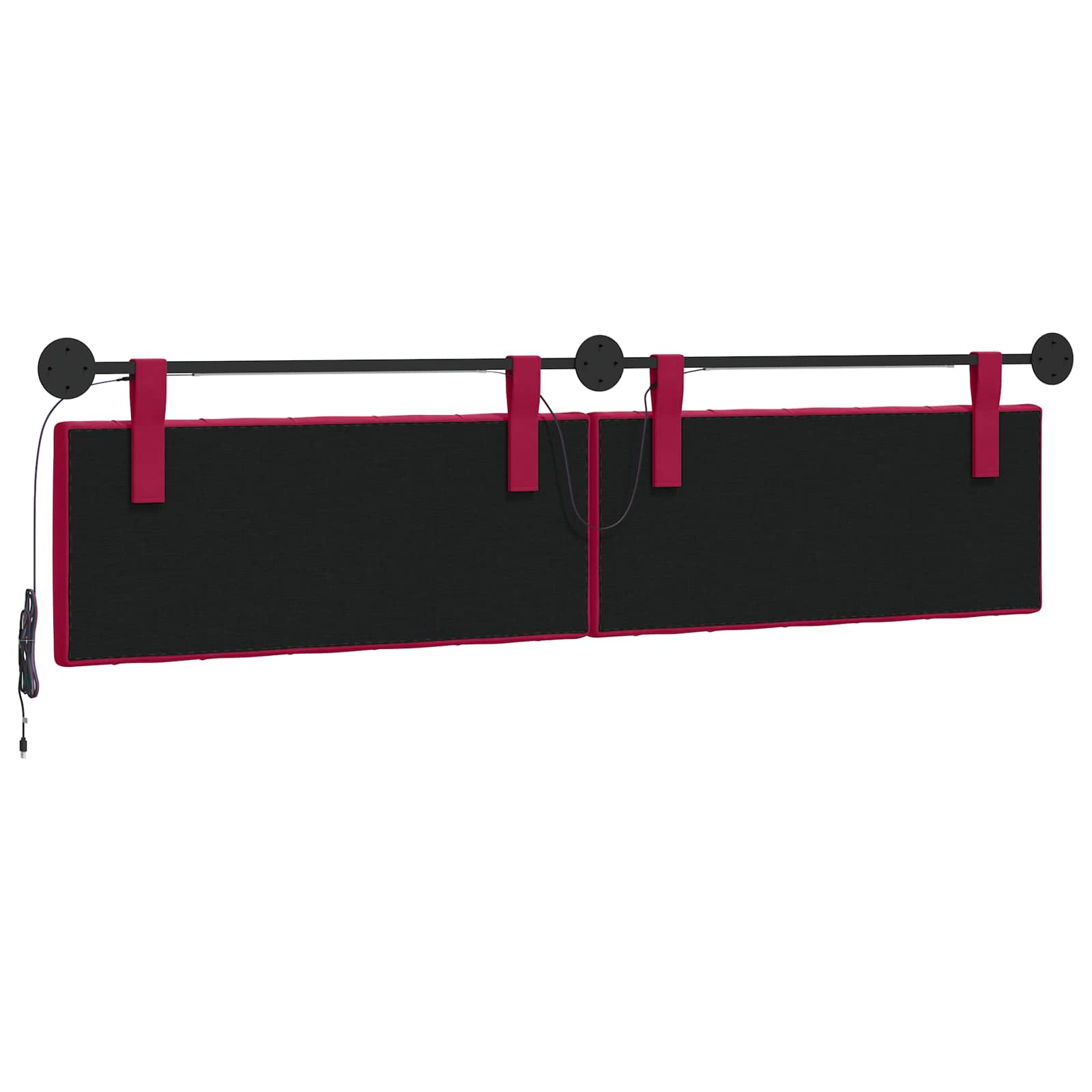 Tête de lit suspendue Avec lumière LED Bordeaux Velours - XIOS