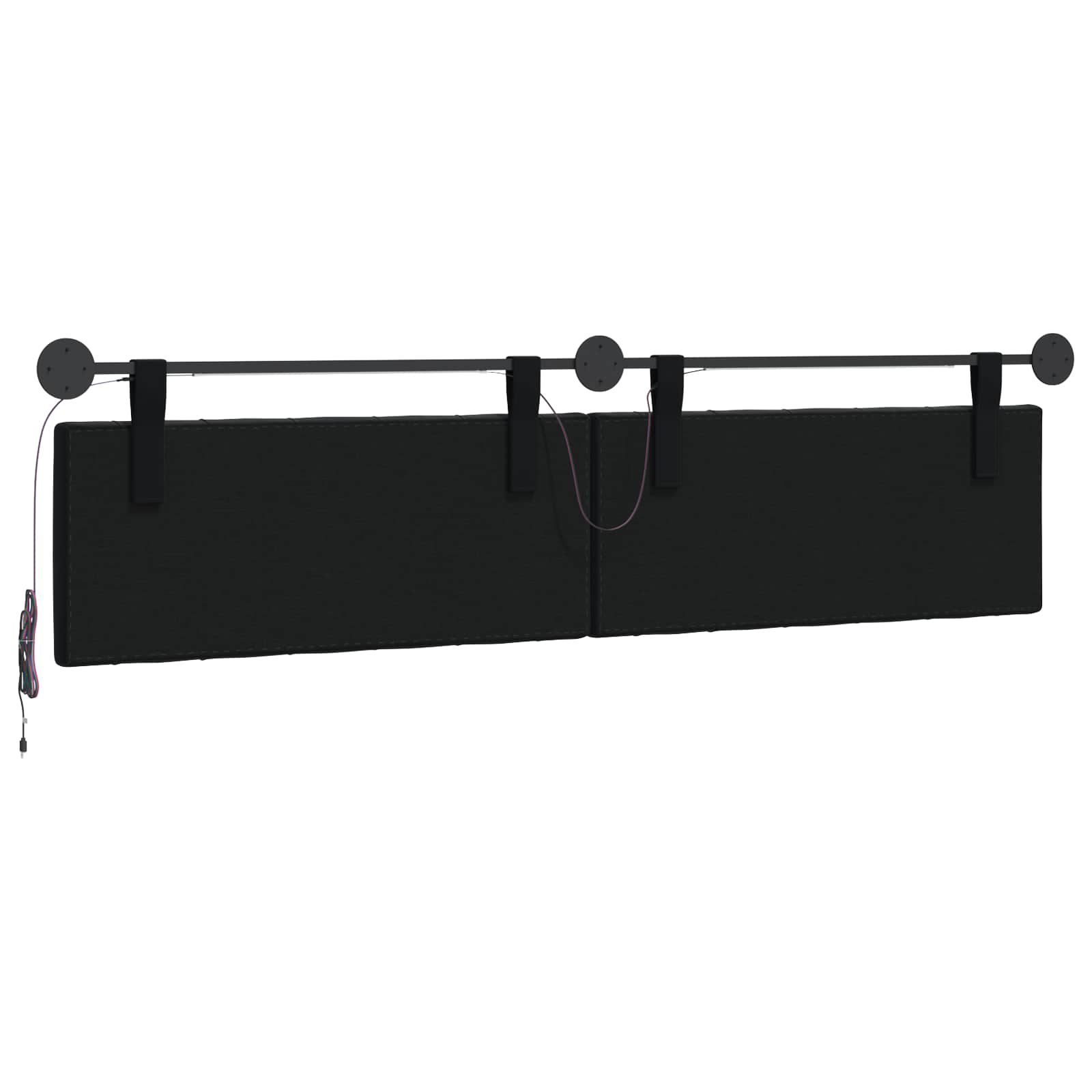 Tête de lit suspendue Avec lumière LED Noir Velours - XIOS