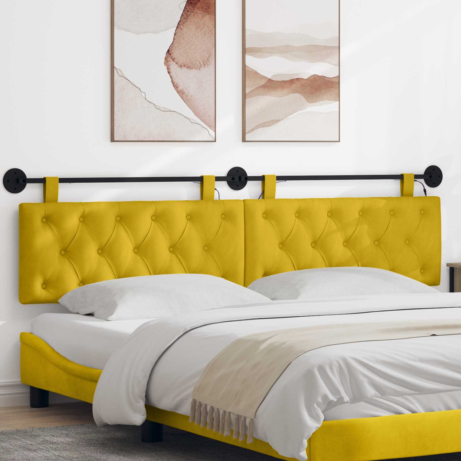 Tête de lit suspendue Avec lumière LED Jaune Velours - XIOS