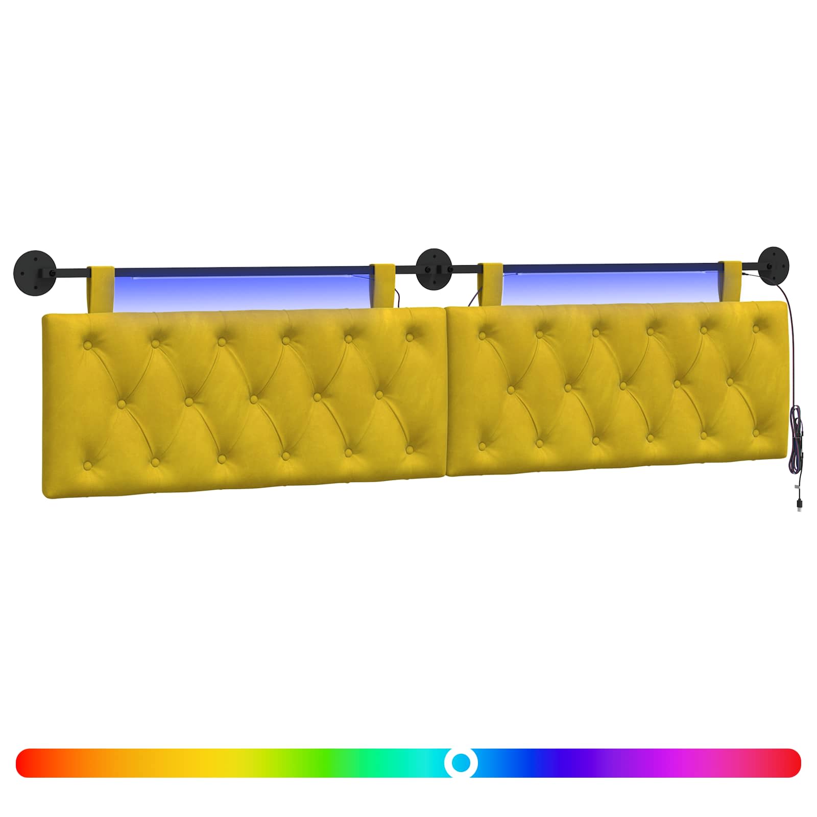 Tête de lit suspendue Avec lumière LED Jaune Velours - XIOS
