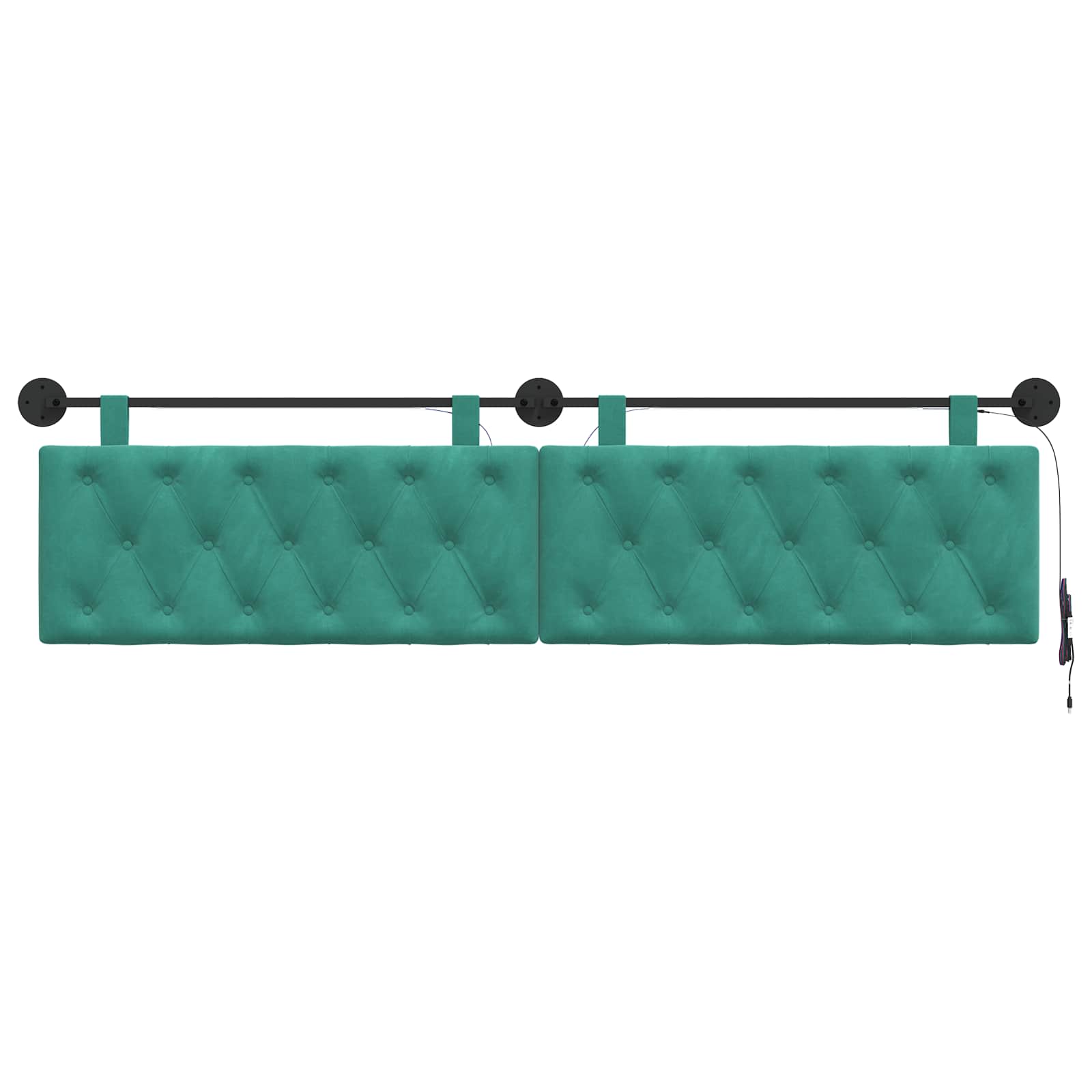 Tête de lit suspendue Avec lumière LED Turquoise Velours - XIOS