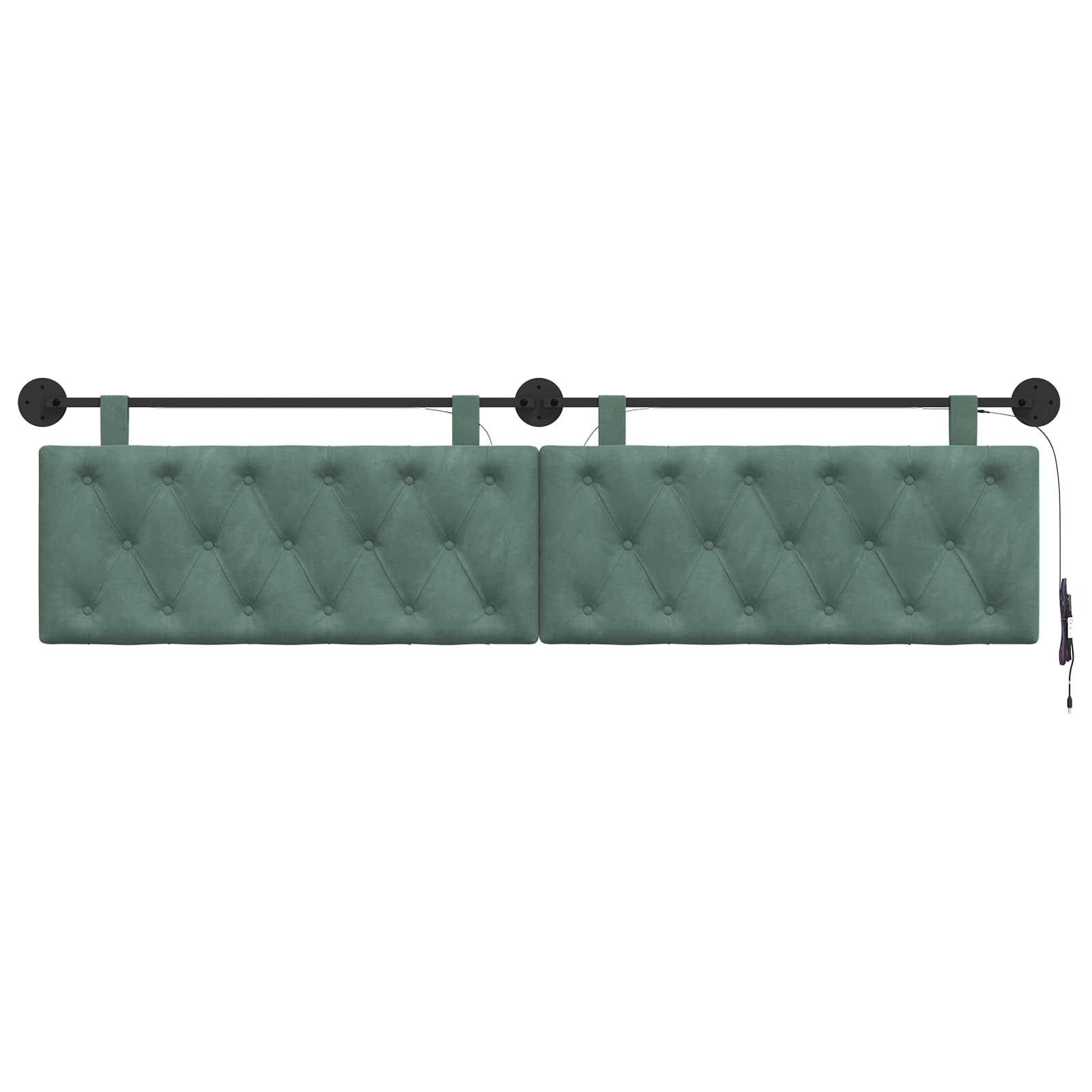 Tête de lit suspendue Avec lumière LED Vert Mer Velours - XIOS