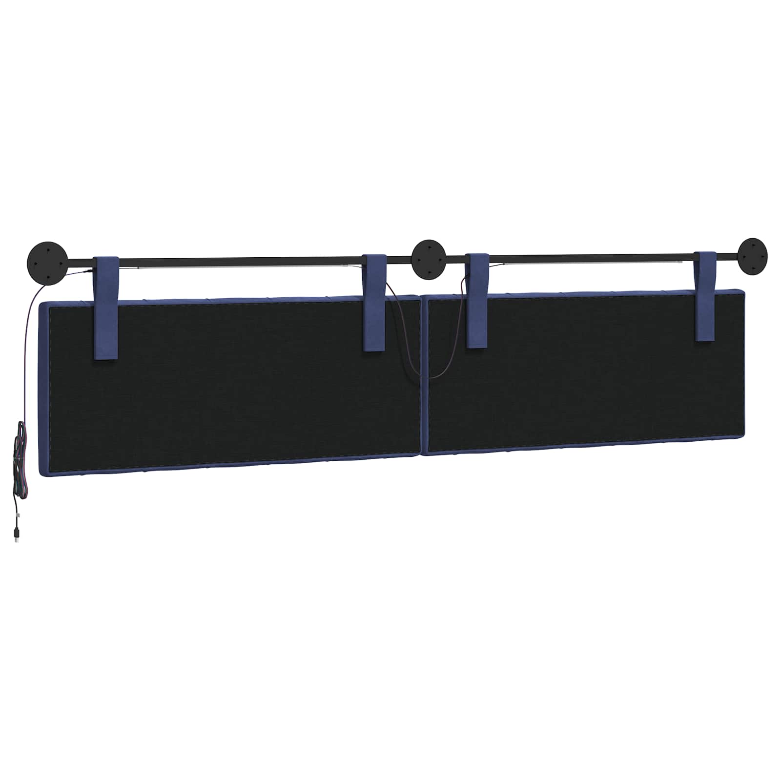 Tête de lit suspendue Avec lumière LED Bleu police Velours - XIOS