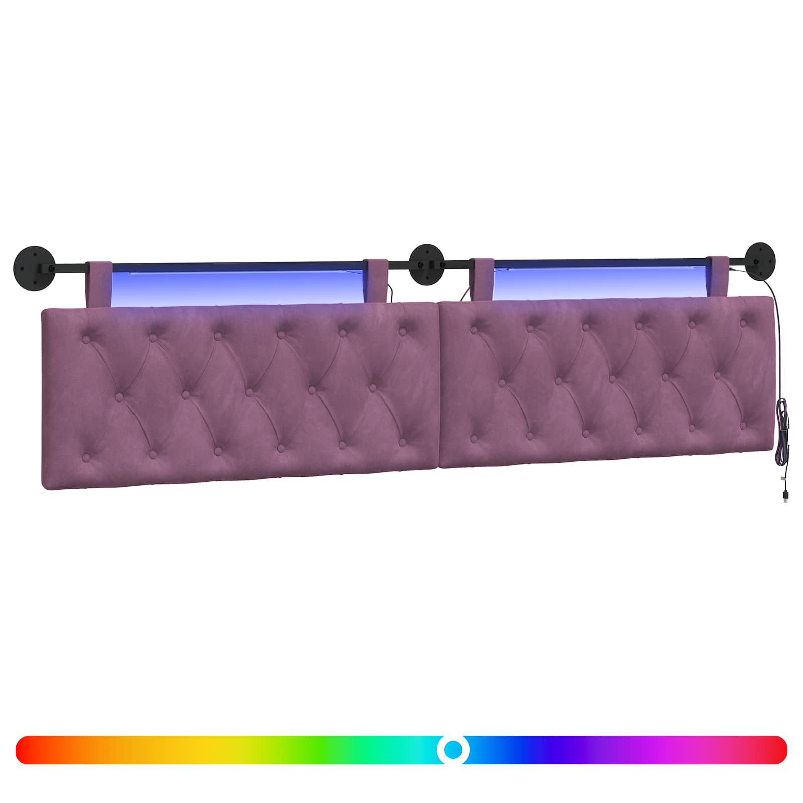 Tête de lit suspendue Avec lumière LED Pourpre Velours - XIOS