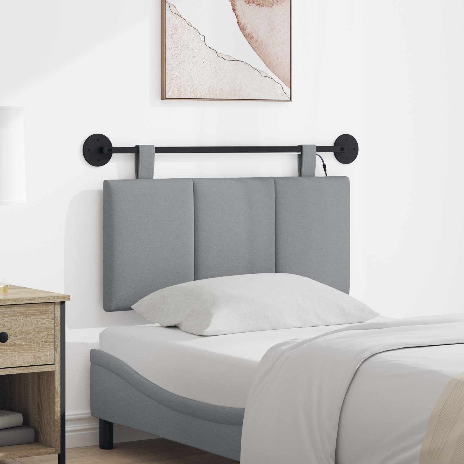 Tête de lit suspendue Avec lumière LED Gris clair Tissu - XIOS