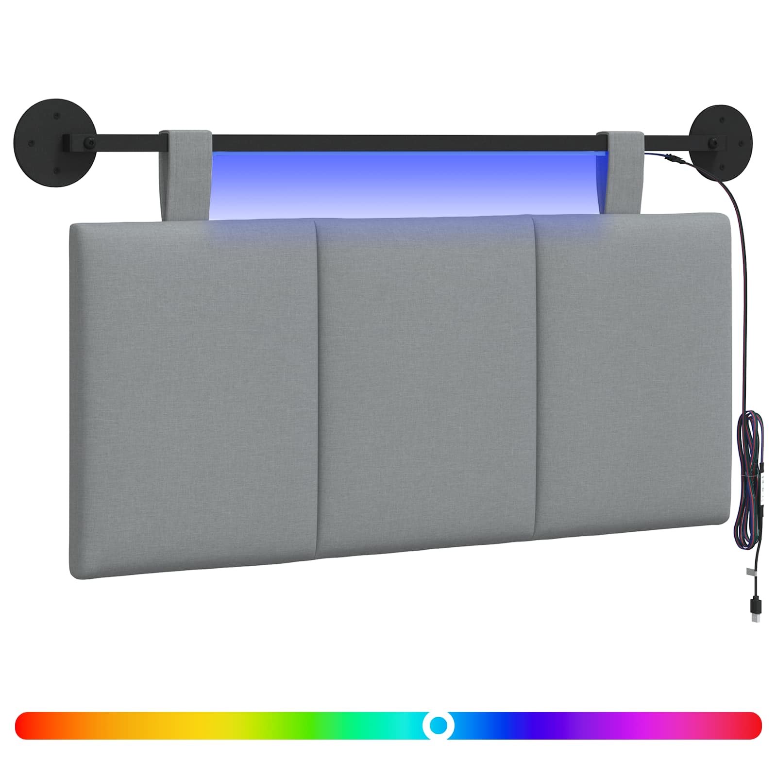 Tête de lit suspendue Avec lumière LED Gris clair Tissu - XIOS