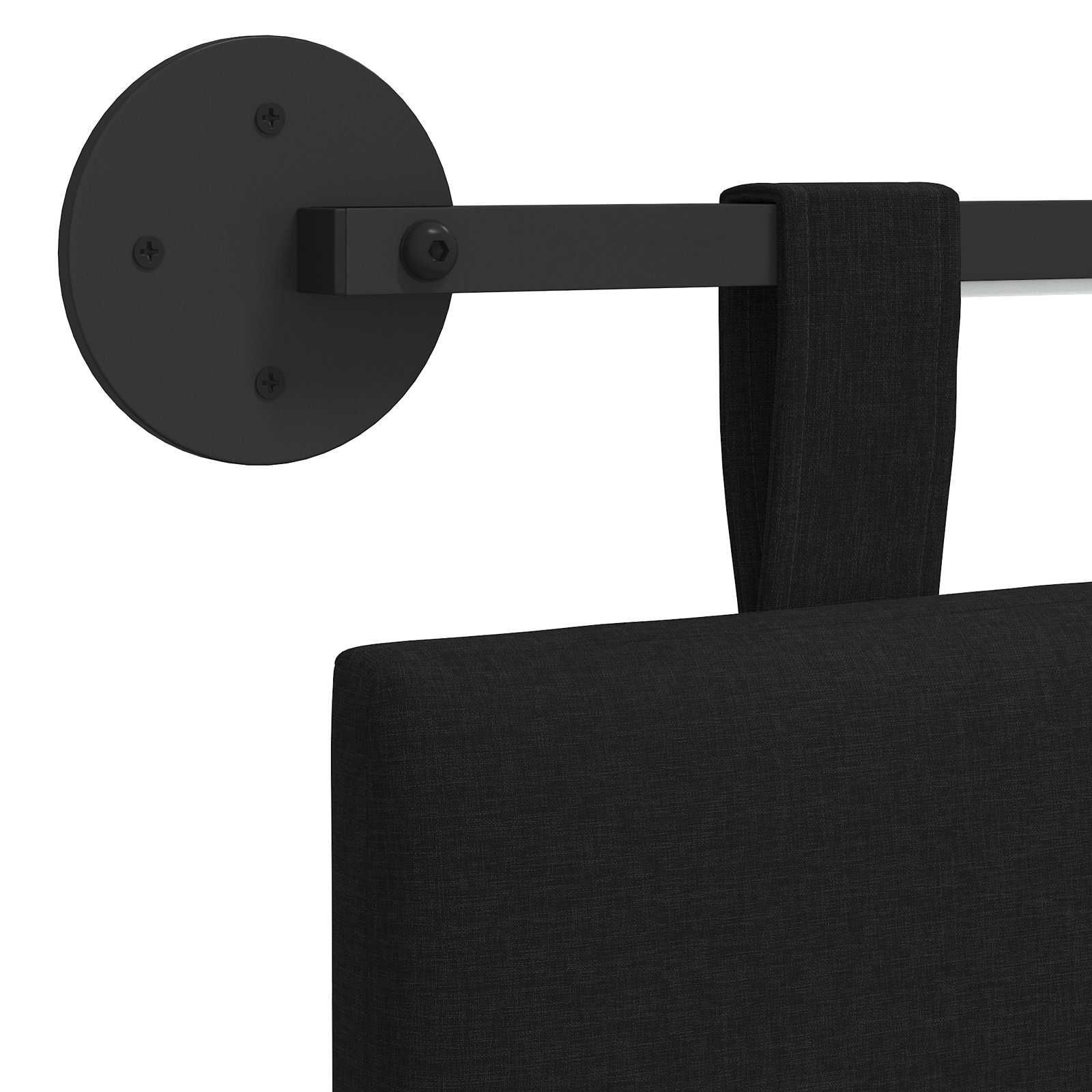 Tête de lit suspendue Avec lumière LED Noir Tissu - XIOS