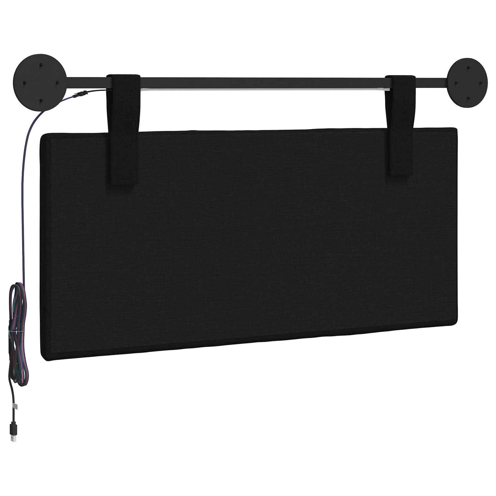 Tête de lit suspendue Avec lumière LED Noir Tissu - XIOS