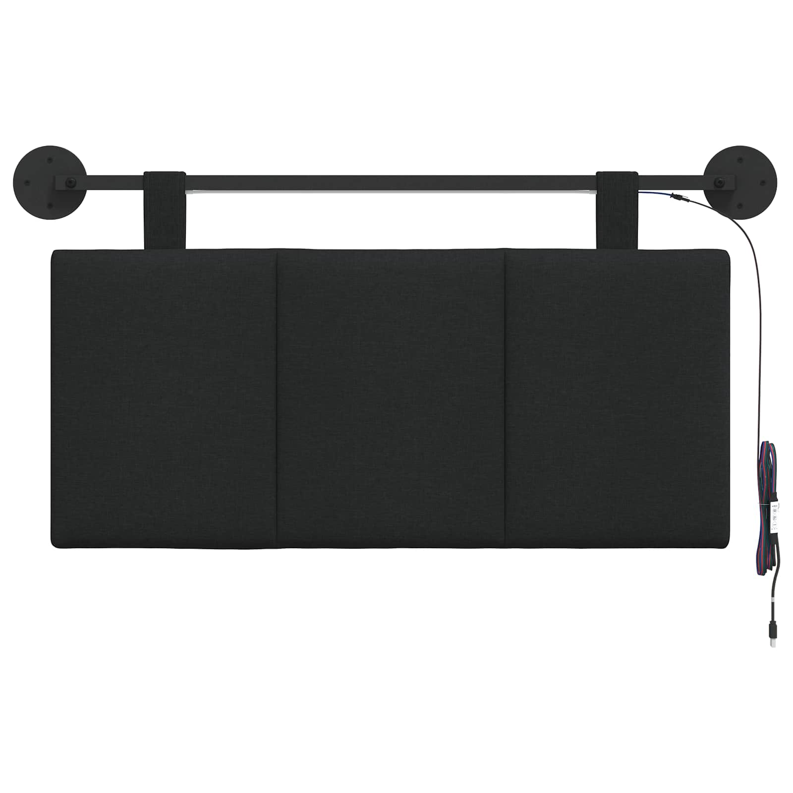 Tête de lit suspendue Avec lumière LED Noir Tissu - XIOS